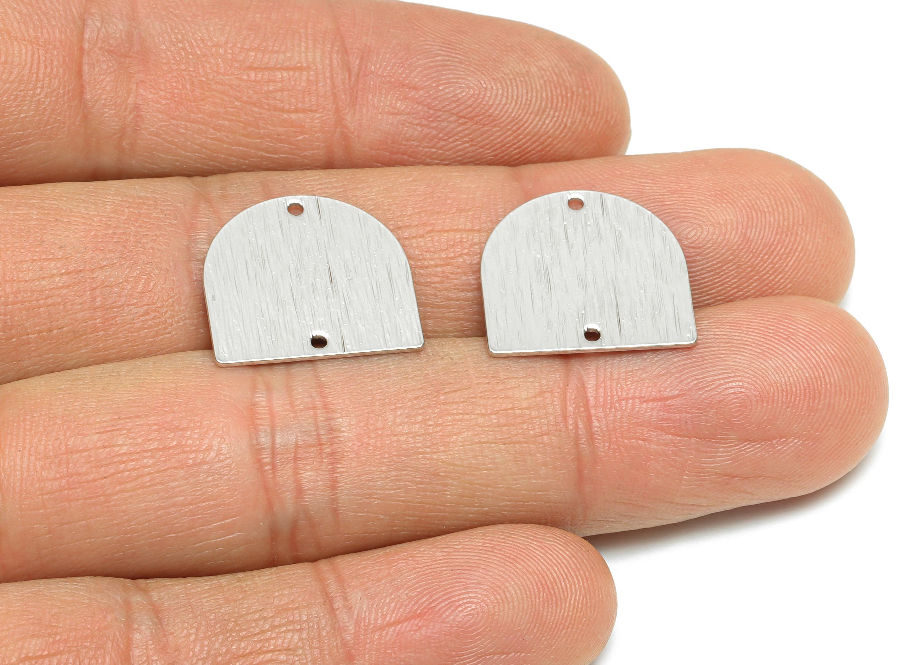 Brass Domed Earring Connector - Textured Domed Earring Charm - 18K Real White Gold Plated - Jewelry Making Supplies - 16x16x0.6mm - RGP10016 - DOMEDBAZAAR