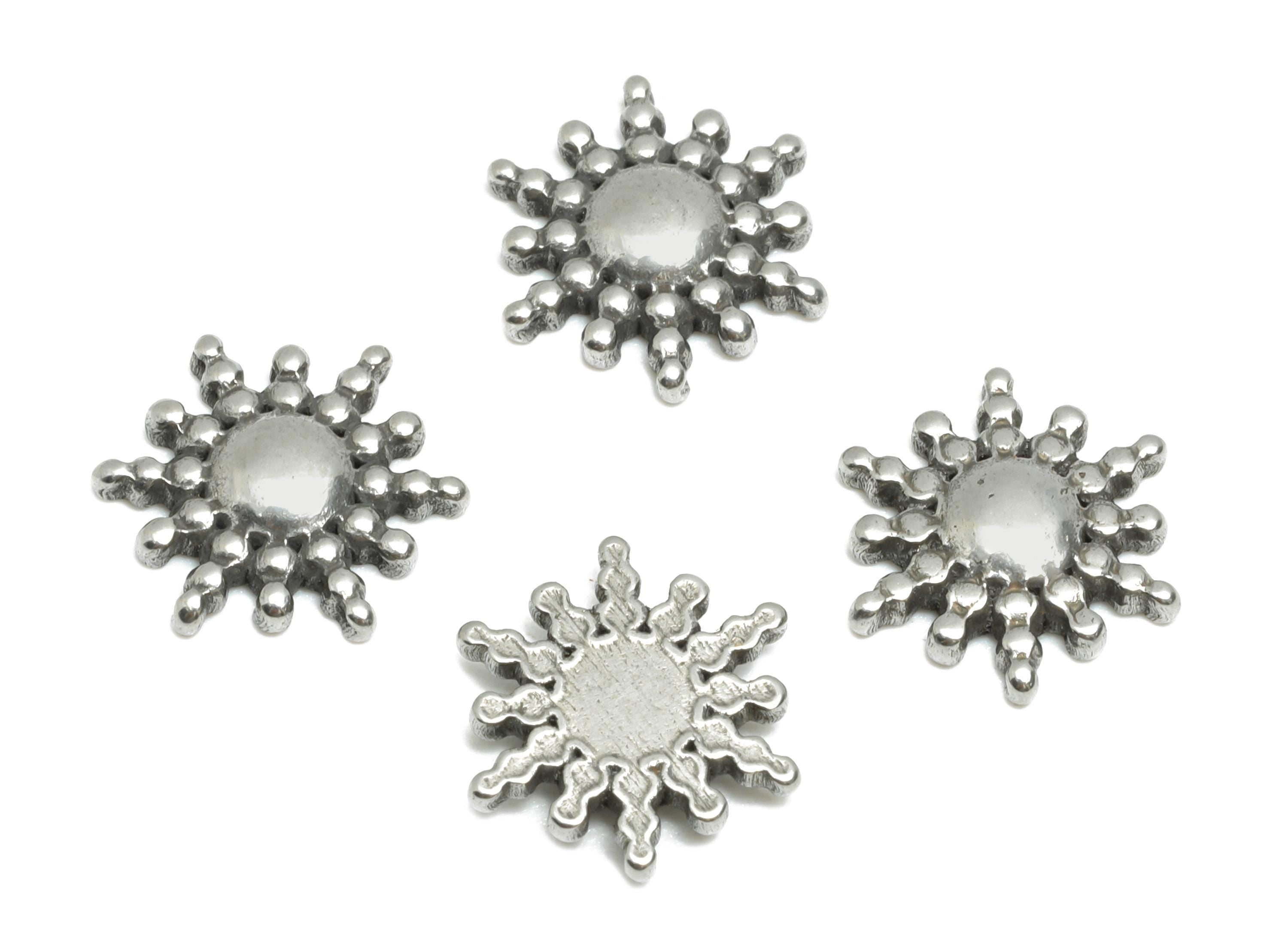 Stainless Steel Sunburst Charm - Steel Mini Sunshine Charm - Vintage Looking Textured Charm - Steel Jewelry Accent - 9.12x9x1.97mm - SS1778 - DOMEDBAZAAR