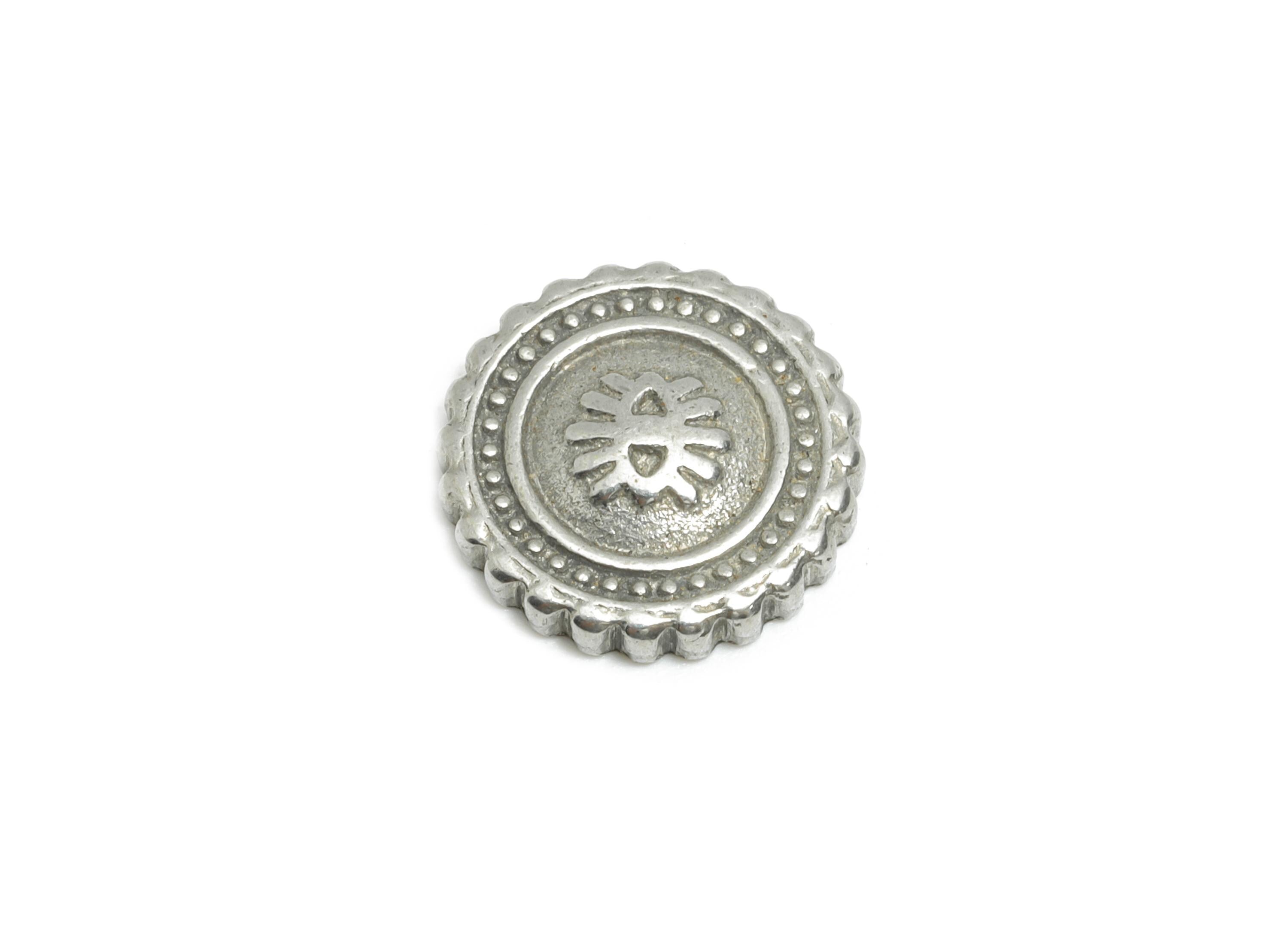 Stainless Steel Vintage Charm - Metal Silver Geometric Charm - Textured Round Charm - Artisan Jewelry Finding - 10.49x10.5x2.37mm - SS1804 - DOMEDBAZAAR