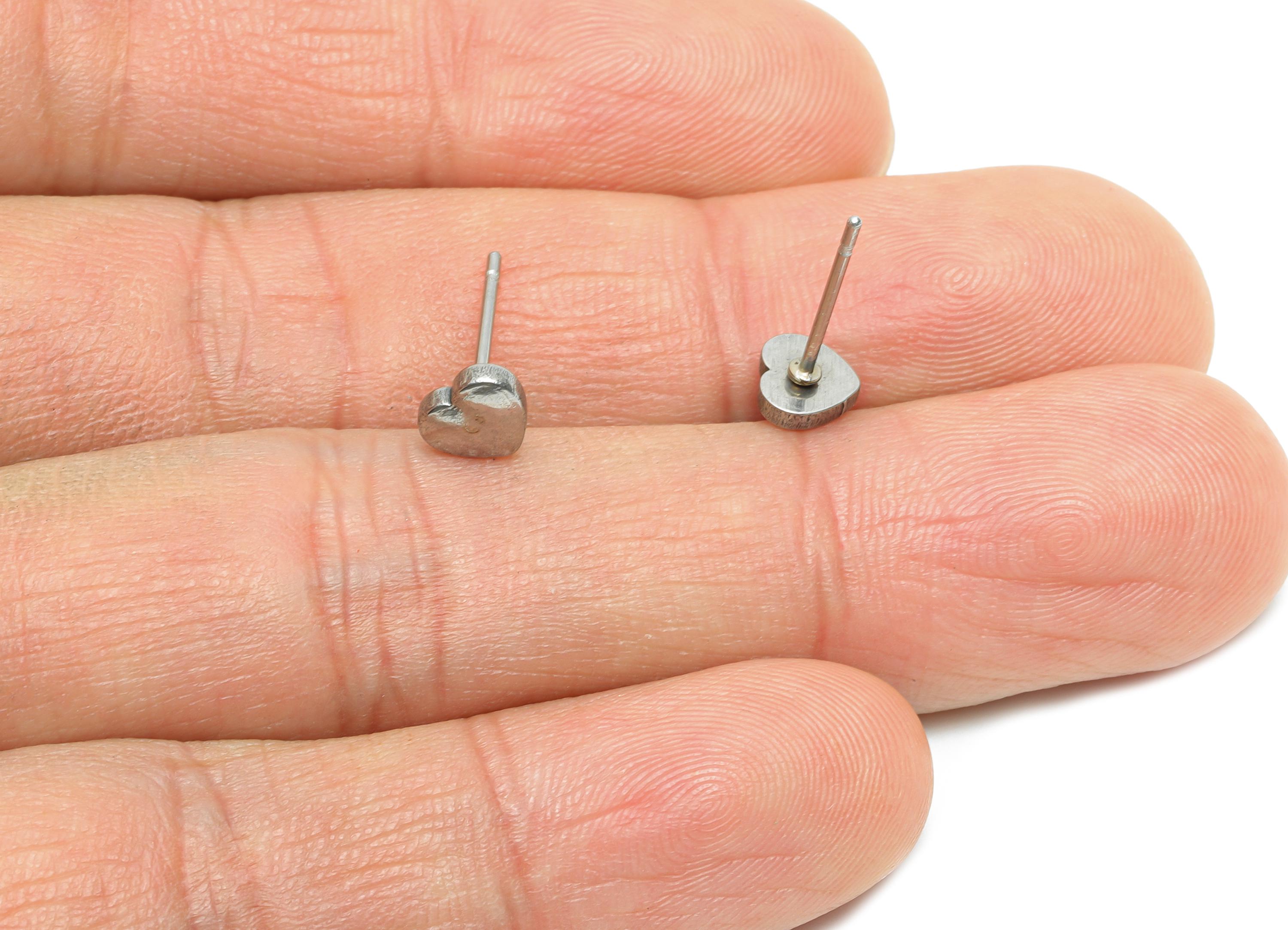Stainless Steel Heart Stud - Minimalist Heart Earring Post - Simple Modern Love Earring Stud - Steel Jewelry Finding - 6x5.4x1.66mm - SS2162 - DOMEDBAZAAR