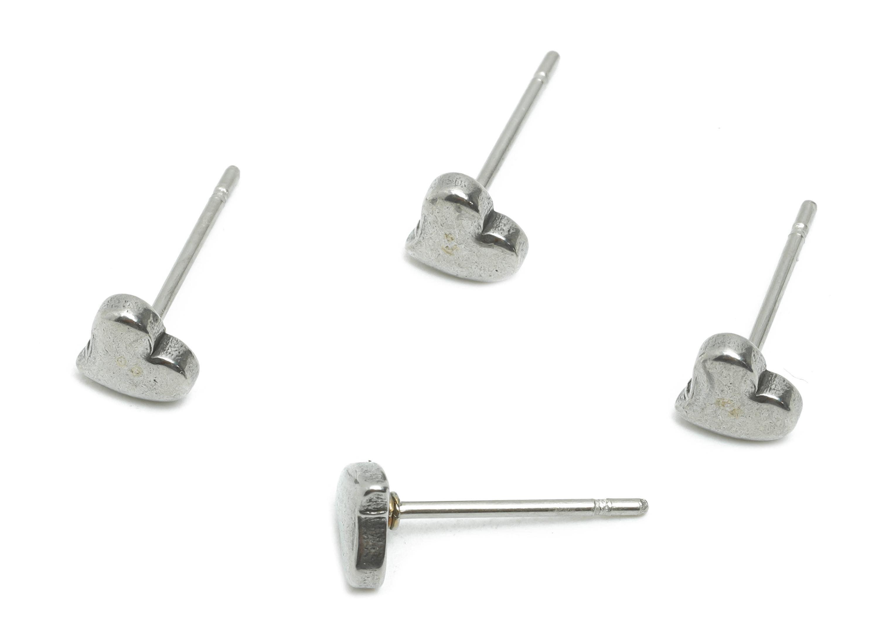 Steel Heart Earring Stud - Minimalist Mini Heart Earring Post - Modern Love Earring Stud - Stainless Steel Jewelry - 5.5x5.79x1.8mm - SS2169 - DOMEDBAZAAR