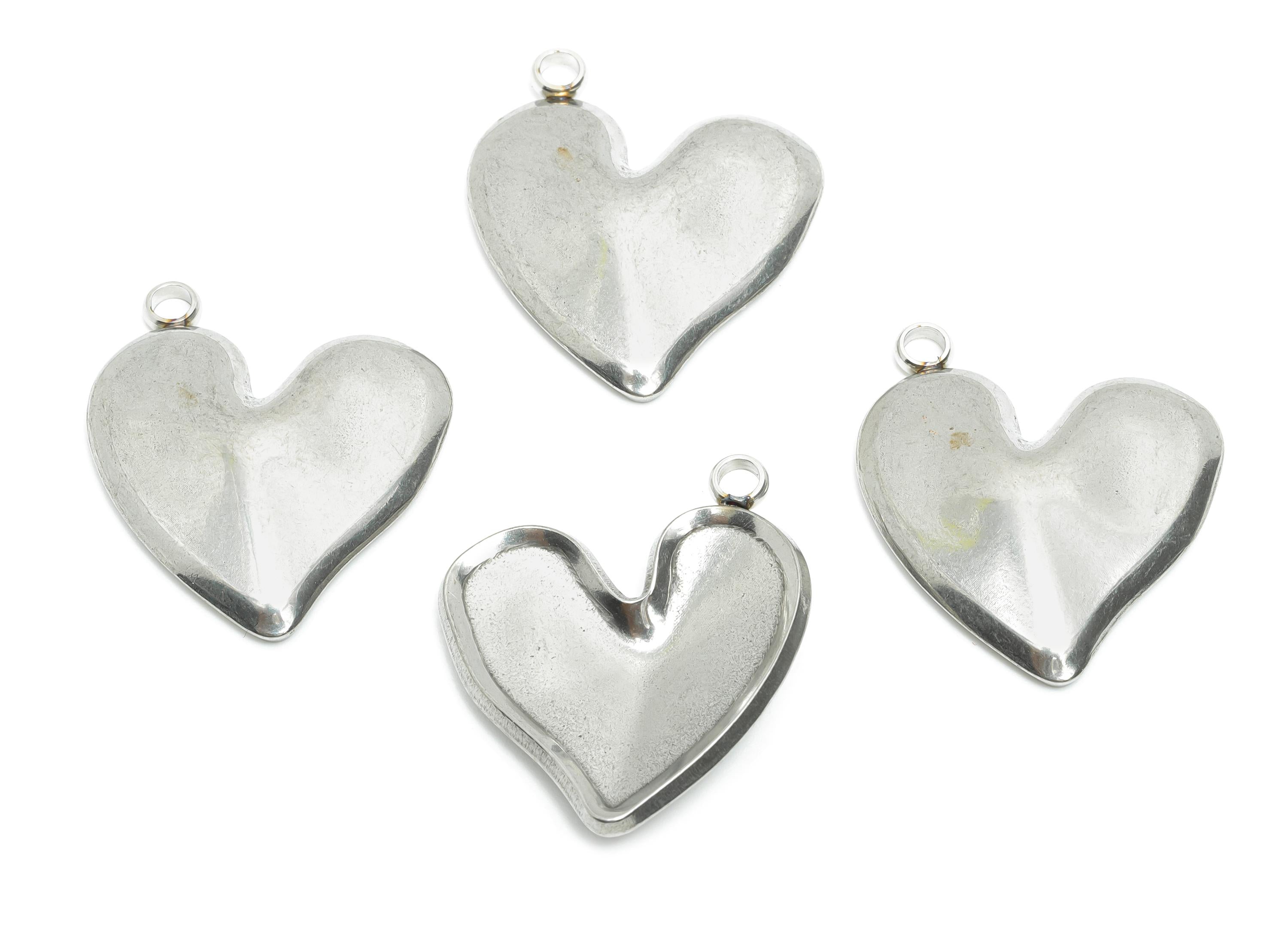 Stainless Steel Heart Pendant - Antique Metal Heart Necklace Pendant - Classic Handmade Jewelry - Steel Finding - 27x22.9x3.99mm - SS2194 - DOMEDBAZAAR