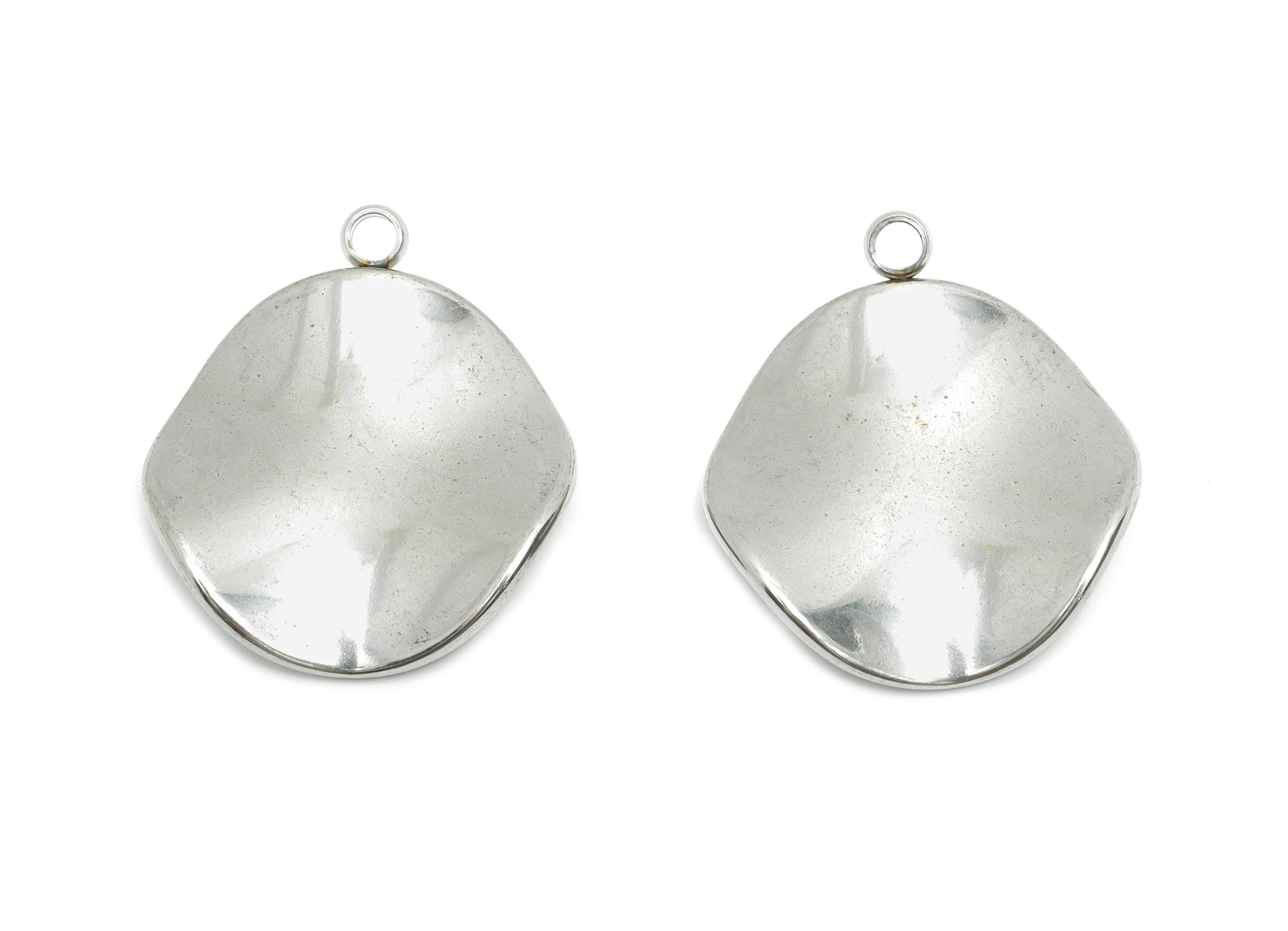 Stainless Steel Wave Pendant - Unique Metal Wave Necklace Pendant - Abstract Handmade Jewelry - Steel Finding - 27.4x23.86x2.15mm - SS2188 - DOMEDBAZAAR