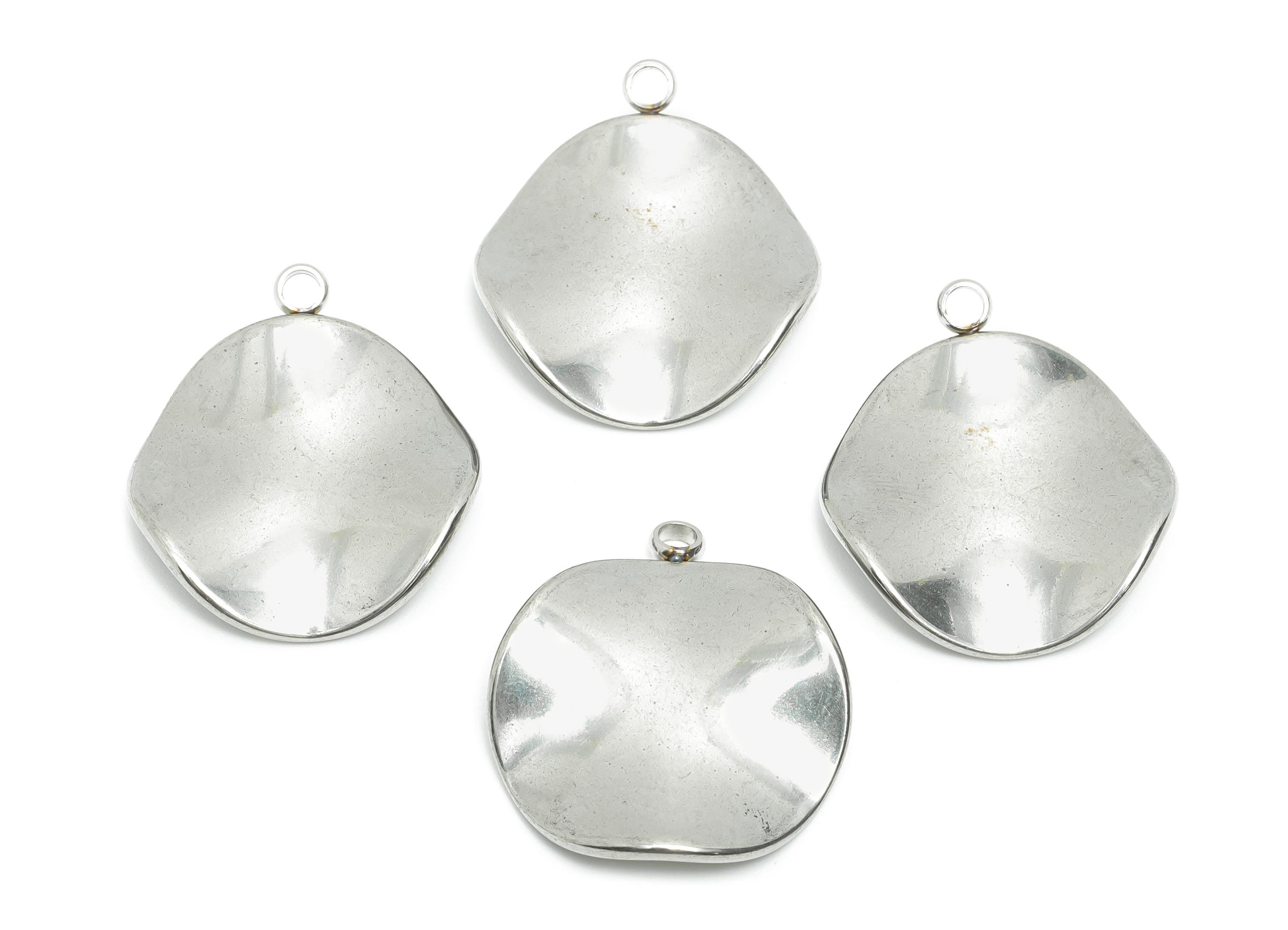 Stainless Steel Wave Pendant - Unique Metal Wave Necklace Pendant - Abstract Handmade Jewelry - Steel Finding - 27.4x23.86x2.15mm - SS2188 - DOMEDBAZAAR