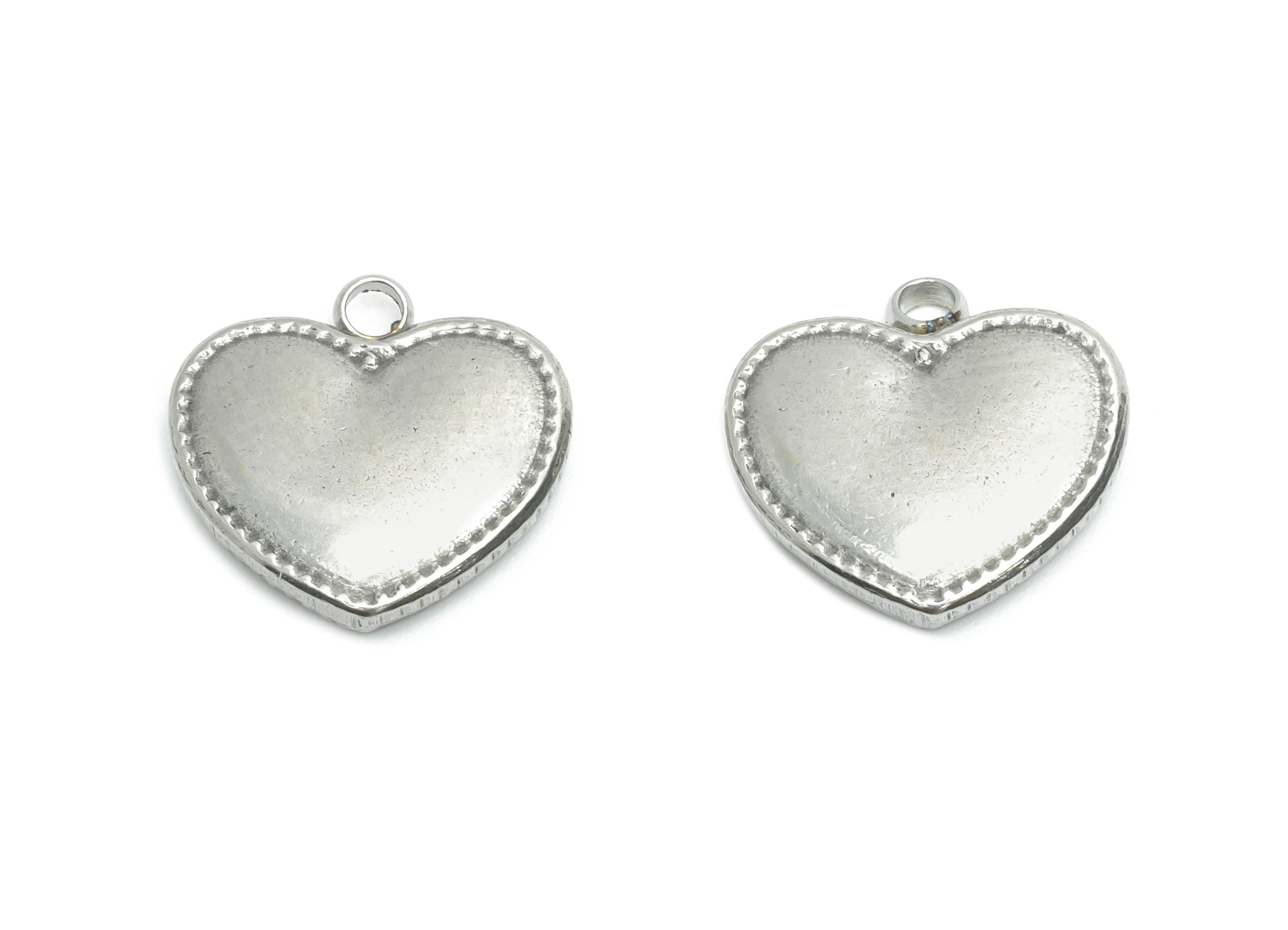 Stainless Steel Heart Pendant - Timeless Heart Necklace Pendant - Romantic Jewelry Accessories - Steel Finding - 13.6x14.27x2.84mm - SS2198 - DOMEDBAZAAR