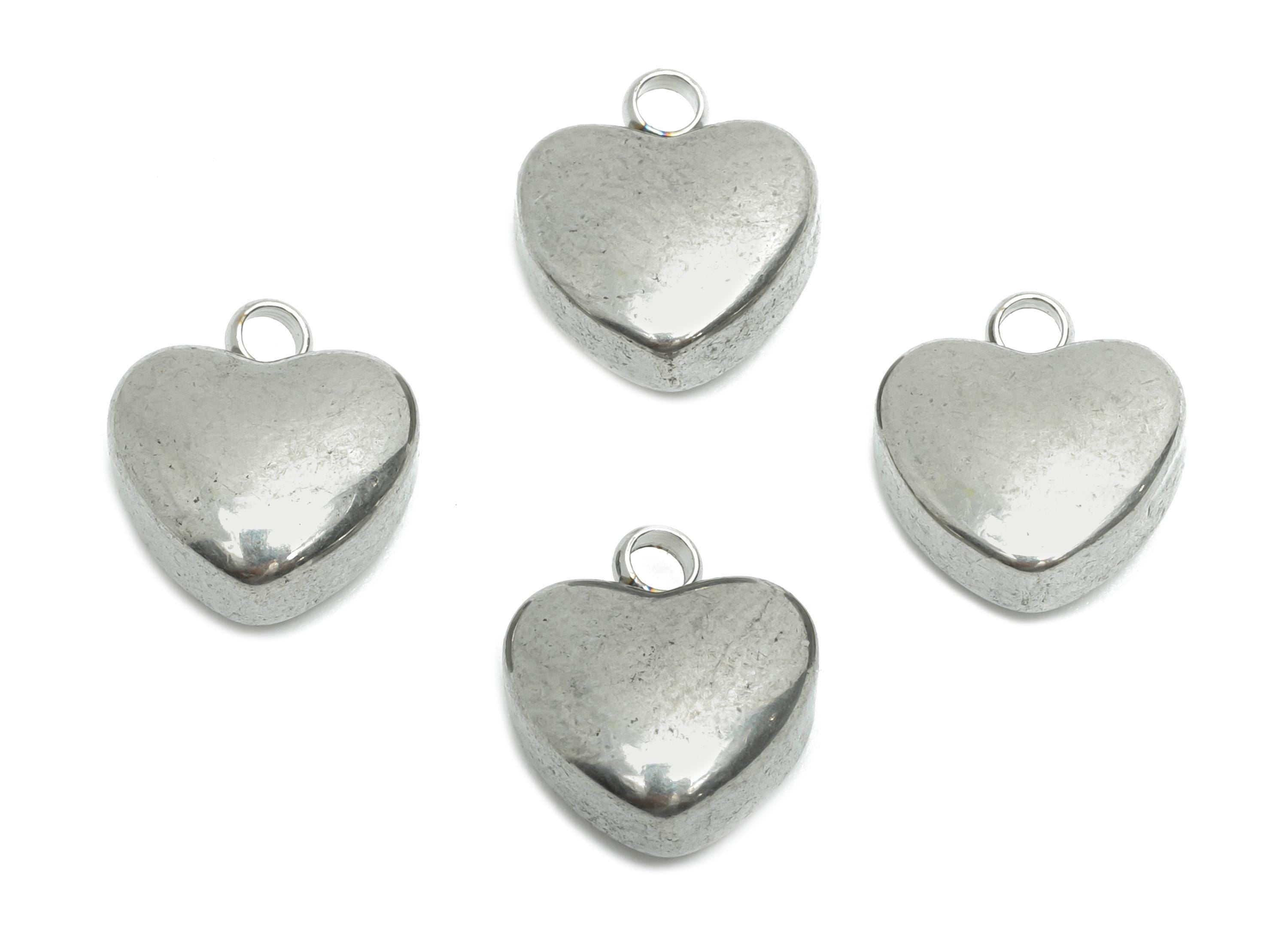 Stainless Steel Heart Charms - Classic Silver Heart Bracelet Charm - Romantic Heart Charms - Steel Jewelry Component - 11.17x10x5mm - SS2196 - DOMEDBAZAAR