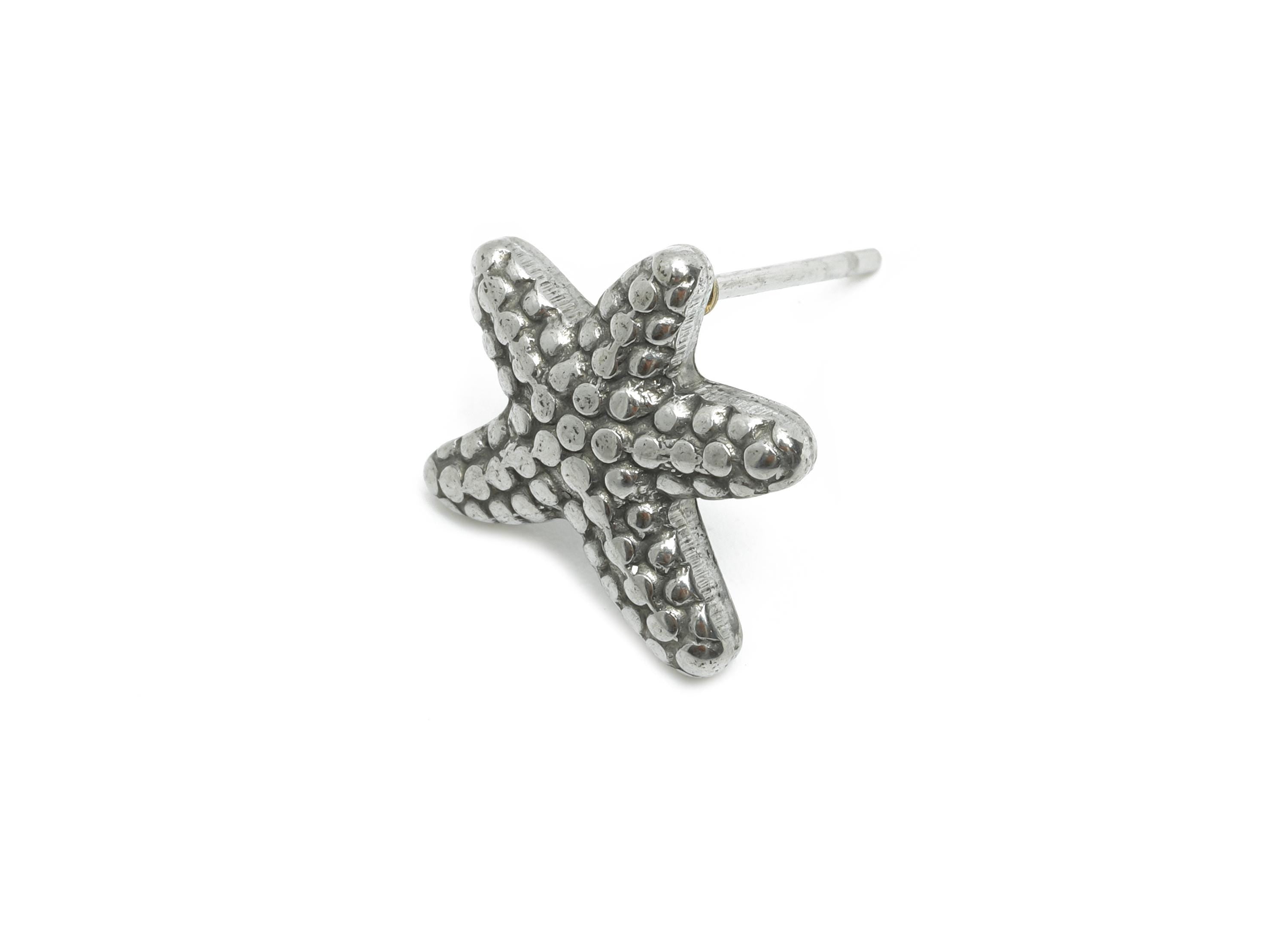 Steel Starfish Studs - Tropical Silver Starfish Earring Post - Summer Beach Earring Stud - Steel Earring Findings - 14.4x12.9x2.8mm - SS2158 - DOMEDBAZAAR