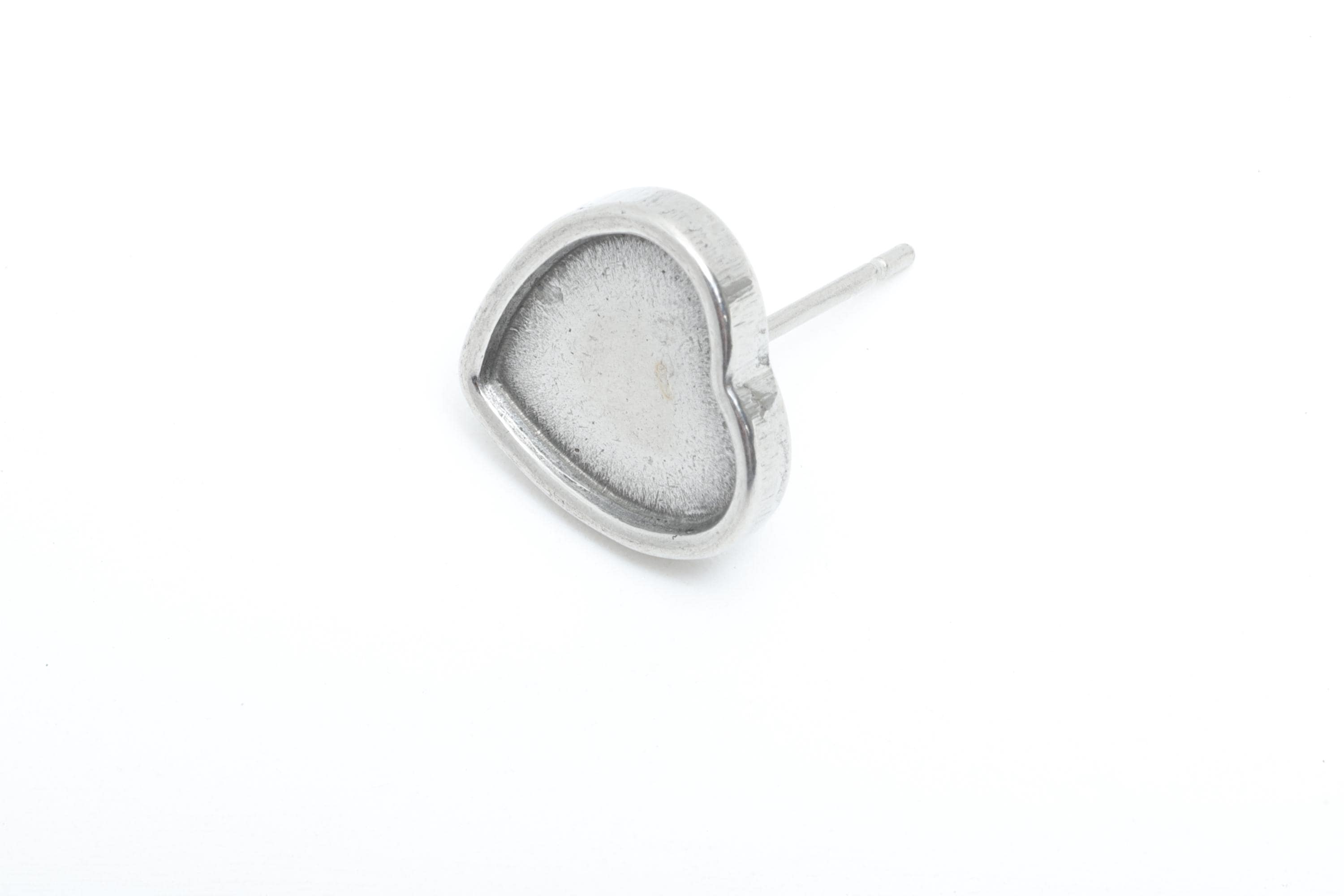 Heart Bezel Stud Earring - Steel Vintage Earring Post - Customizable Earring Setting - Earring for Personalized Creations - 12x12x2mm-SS2155 - DOMEDBAZAAR