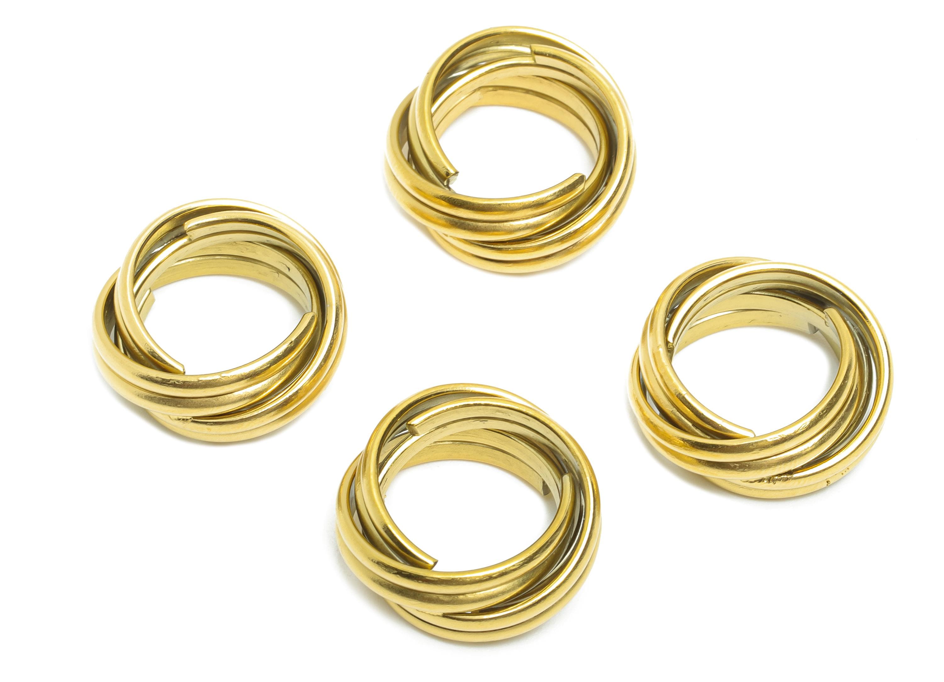 Steel Circle Charms - Layered Geometric Metal Charms - Timeless Interlocking Circle Charms - Steel Gold Tone Plated - 18x18.5x7mm - SS2056G - DOMEDBAZAAR