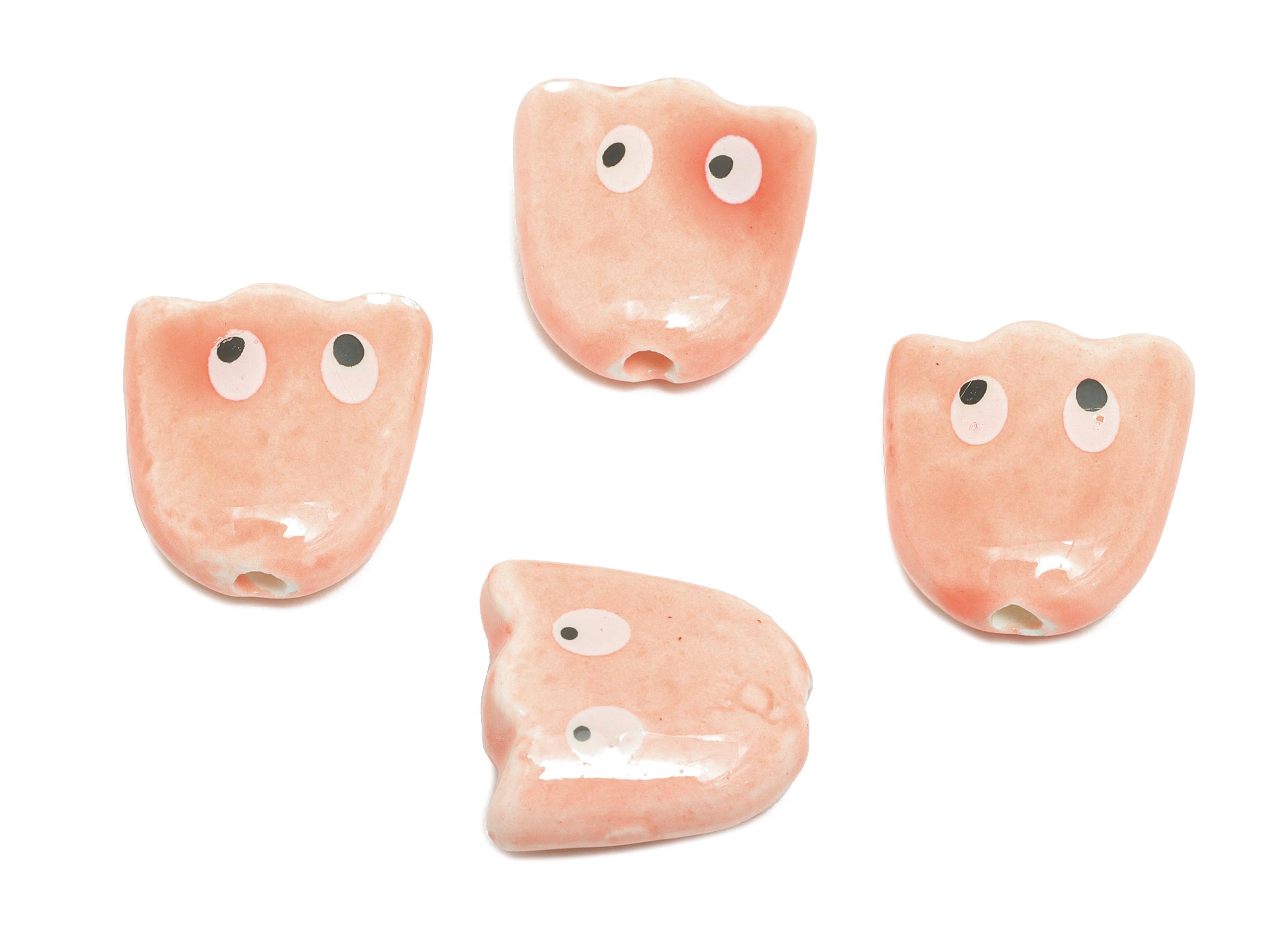 Glazed Ceramic Ghost Beads - Funny Handmade Ghost Bead - Cute Halloween Accessories - Quirky Beads Jewelry Supplies - 15.9x15x7mm - NS2860H - DOMEDBAZAAR