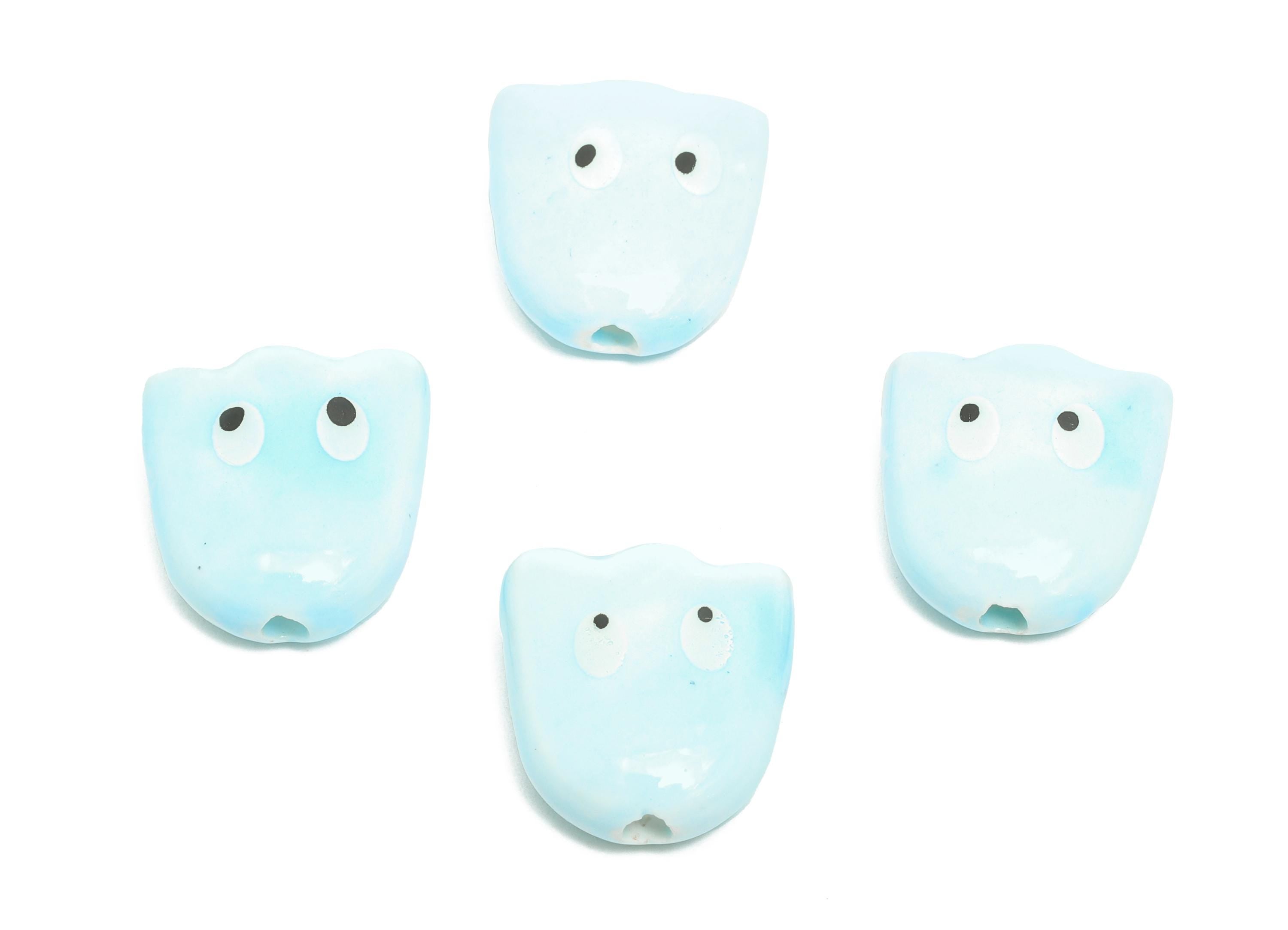 Glazed Ceramic Ghost Bead - Whimsical Handmade Ghost Bead - Quirky Halloween Accessories - Ceramic Beads Jewelry DIY - 15.9x15x7mm - NS2860C - DOMEDBAZAAR