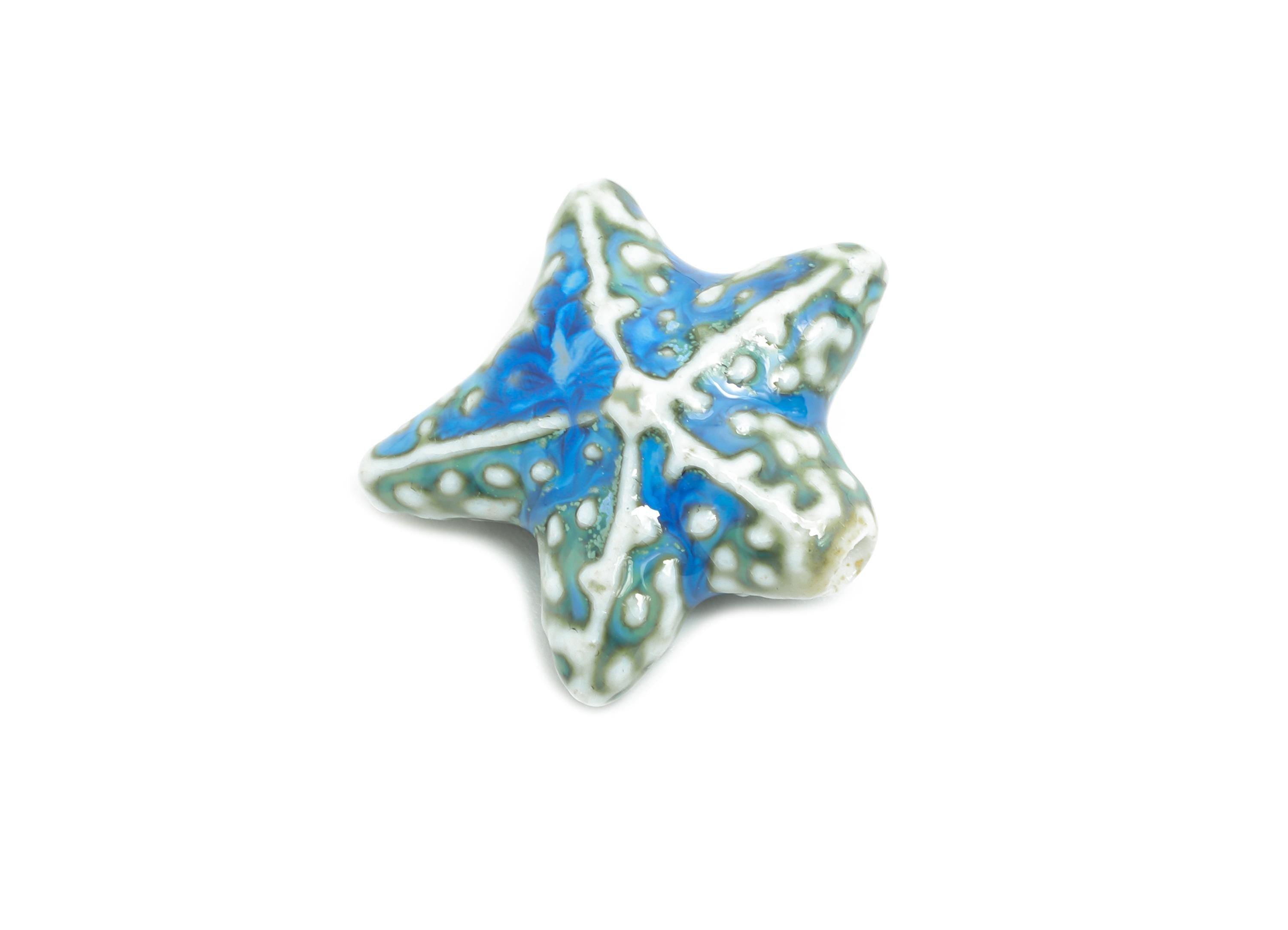 Glazed Ceramic Starfish Bead - Starfish Ceramic Bead - Marine Life Bead for Jewelry Making - Nautical Starfish Pendant - 21x20x9mm - NS2772 - DOMEDBAZAAR
