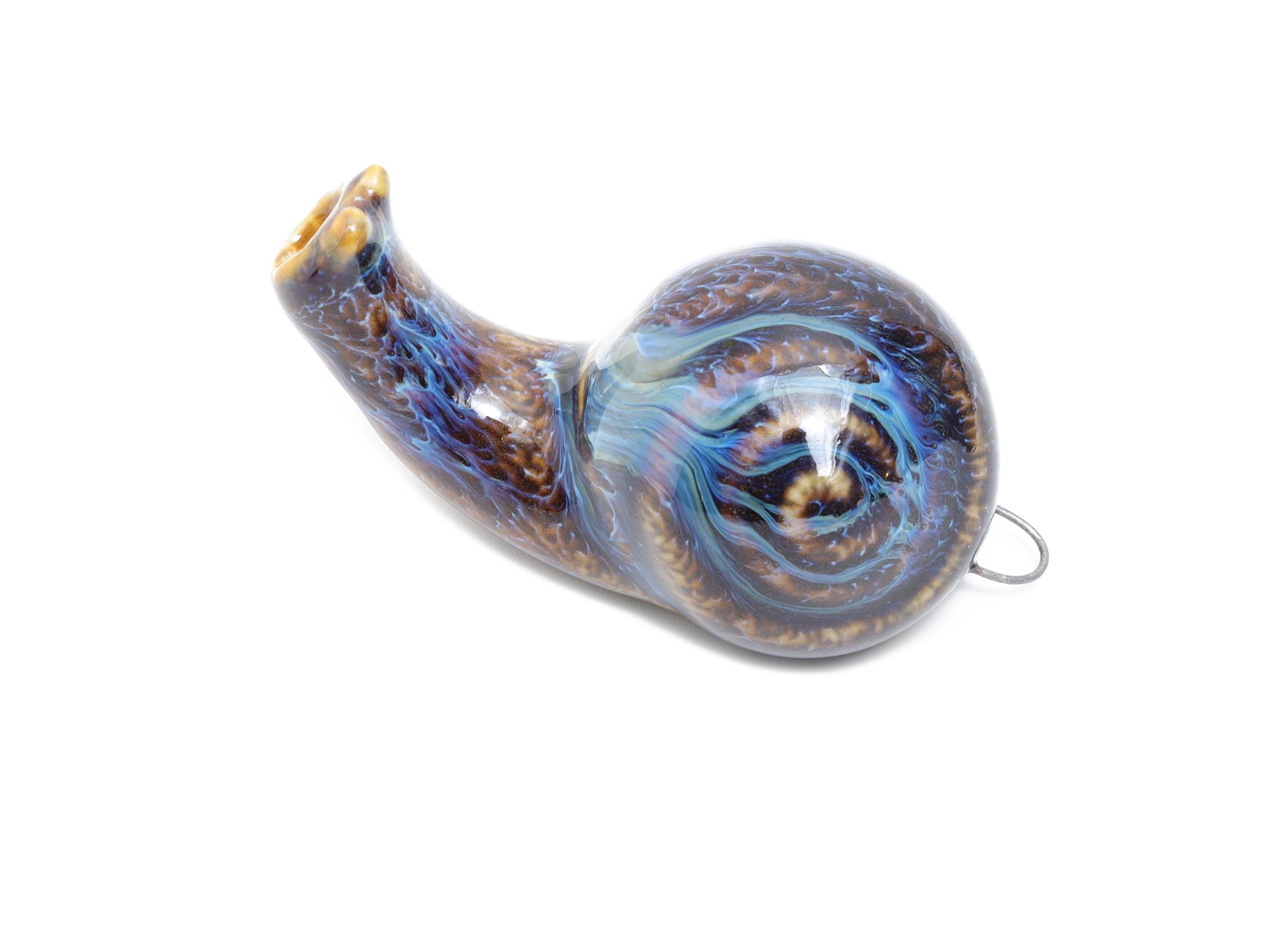 Glazed Ceramic Snail Pendant - Handmade Whistle Necklace Pendant - Whimsical Snail Art Pendant - Handcrafted Jewelry - 55x25x23.5mm - NS2785 - DOMEDBAZAAR