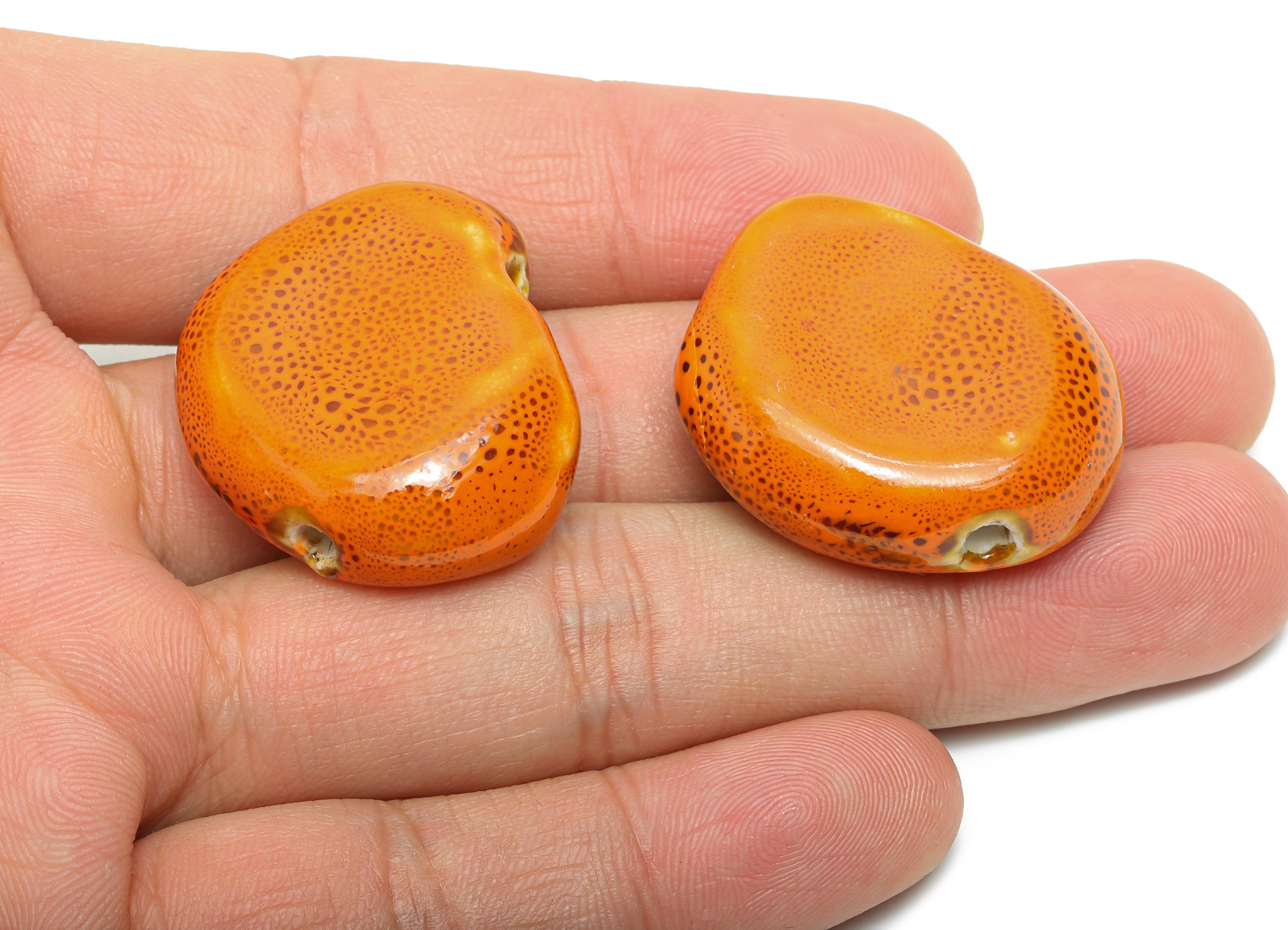 Glazed Ceramic Geometric Beads - Unique Beads Components for Necklace - Abstract Beads - Handmade Making DIY - 32.78x26.82x11.56mm - NS2777B - DOMEDBAZAAR