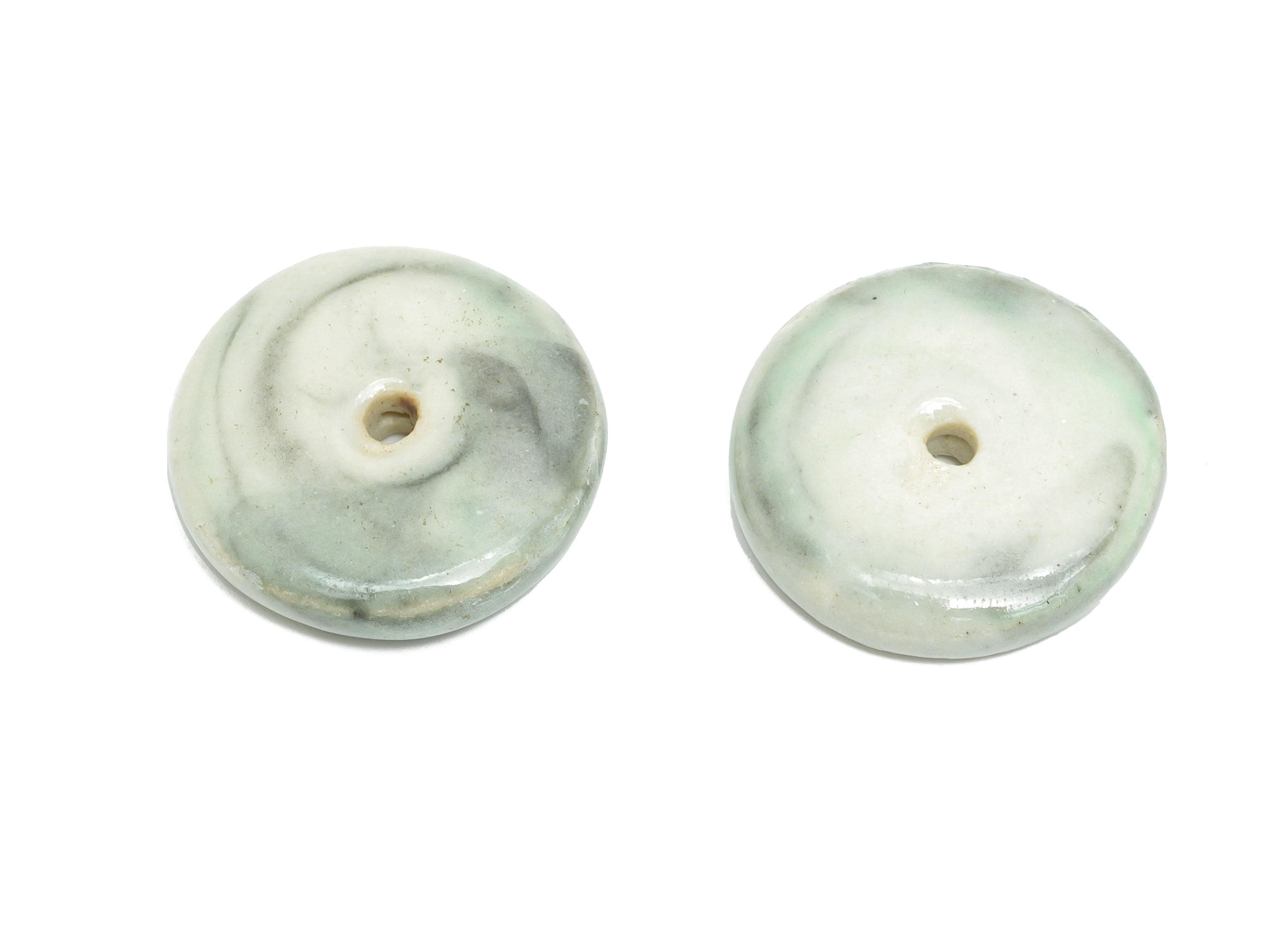 Glazed Ceramic Donut Bead - Round Porcelain Pendant - Minimalist Artisan Bead - Boho Fish Bead for DIY Jewelry - 21x21x5.03mm - NS2770 - DOMEDBAZAAR