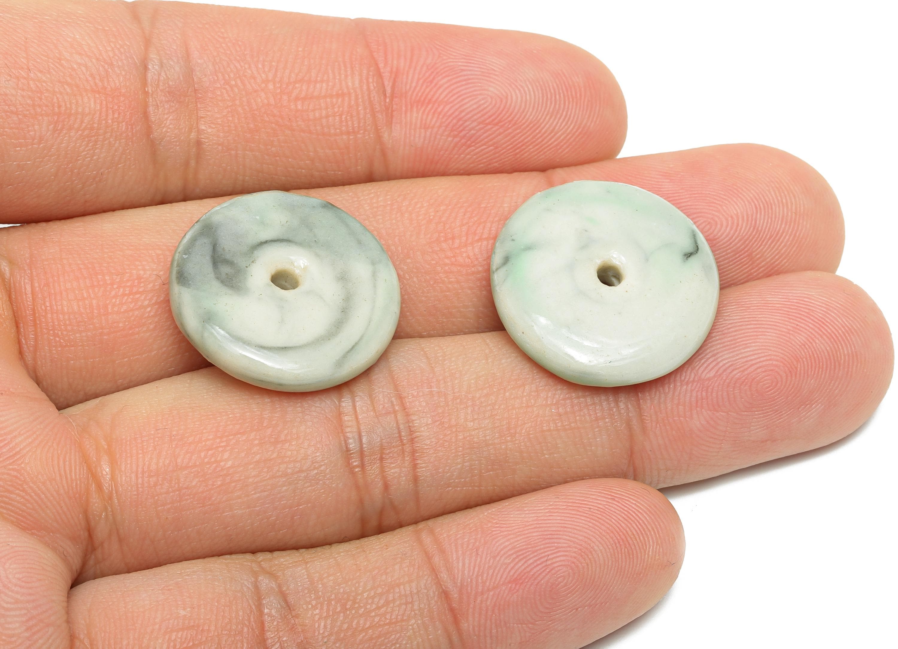 Glazed Ceramic Donut Bead - Round Porcelain Pendant - Minimalist Artisan Bead - Boho Fish Bead for DIY Jewelry - 21x21x5.03mm - NS2770 - DOMEDBAZAAR