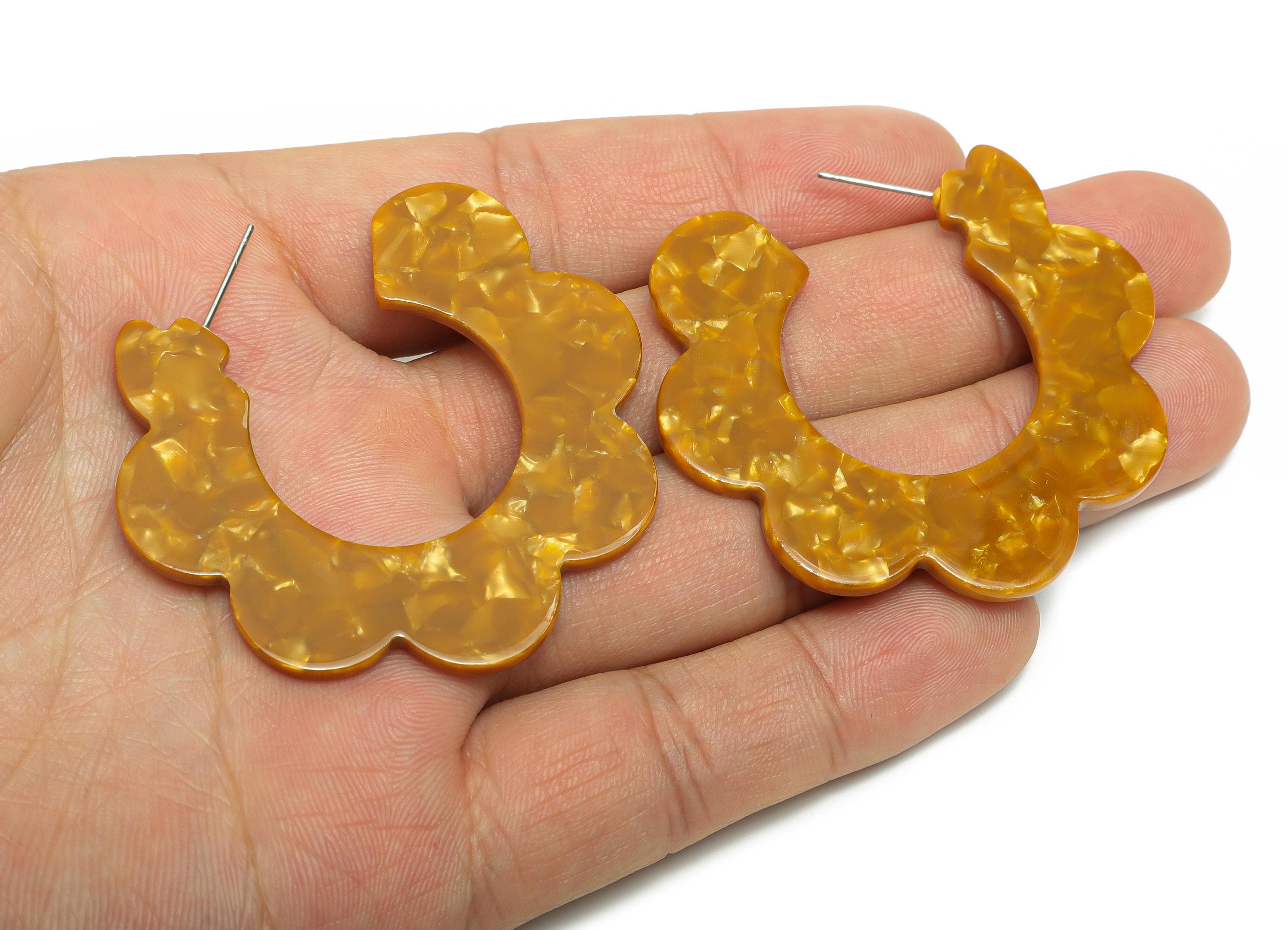 Acetate Flower Hoops Earring - Open Hoop Earrings Stud - Earring Post - Flower Hoop Earrings - Code: A661 - 51.51x49.51x2.5mm - AC2368-A661 - DOMEDBAZAAR