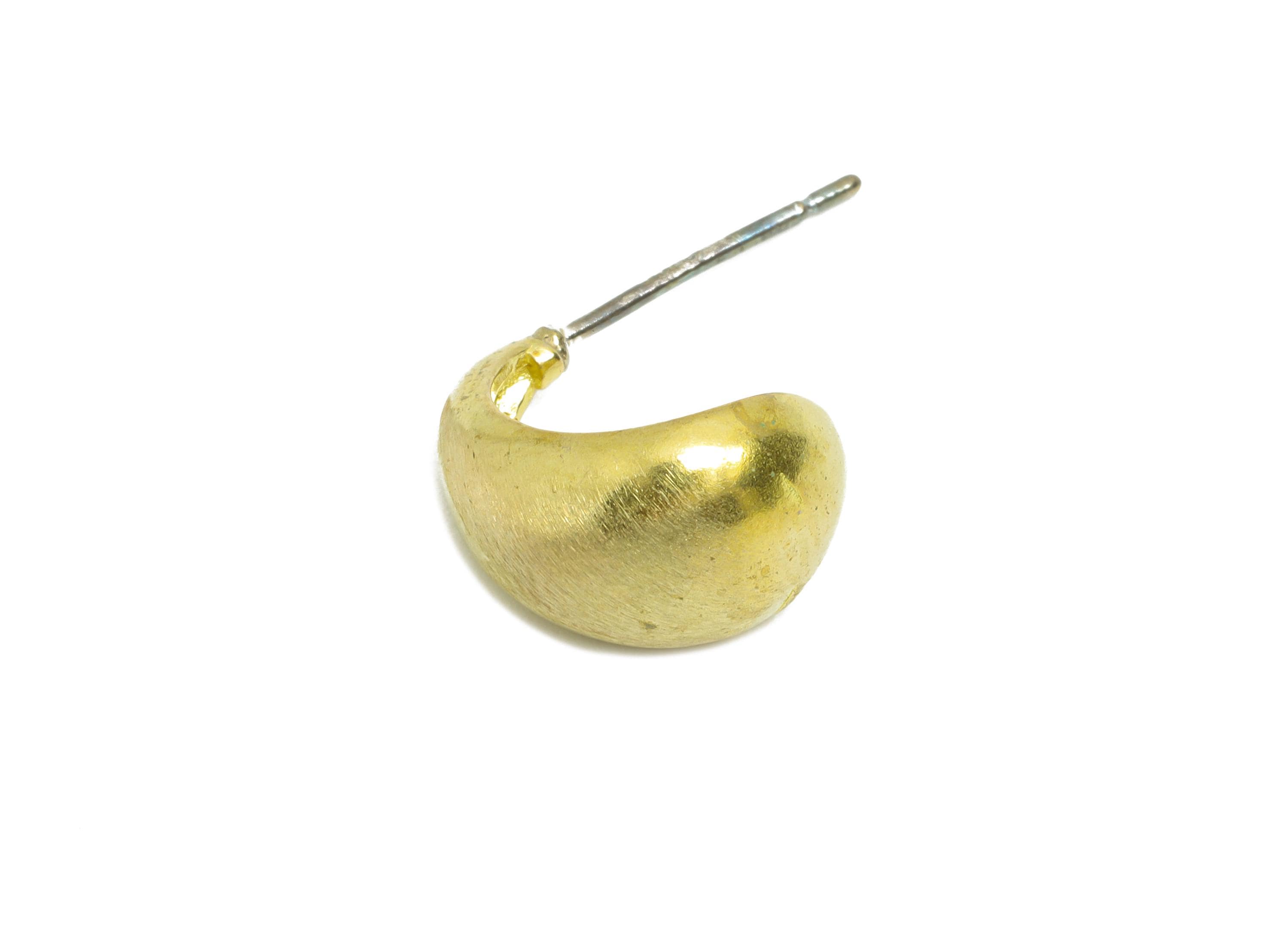 Brass Drop Earring Stud - Raw Brass Mini Chunky Hoop Earrings - Brass Minimalist Hoop Earring Stud - Dainty Gold Huggies - 12x8x9mm- PP10640 - DOMEDBAZAAR