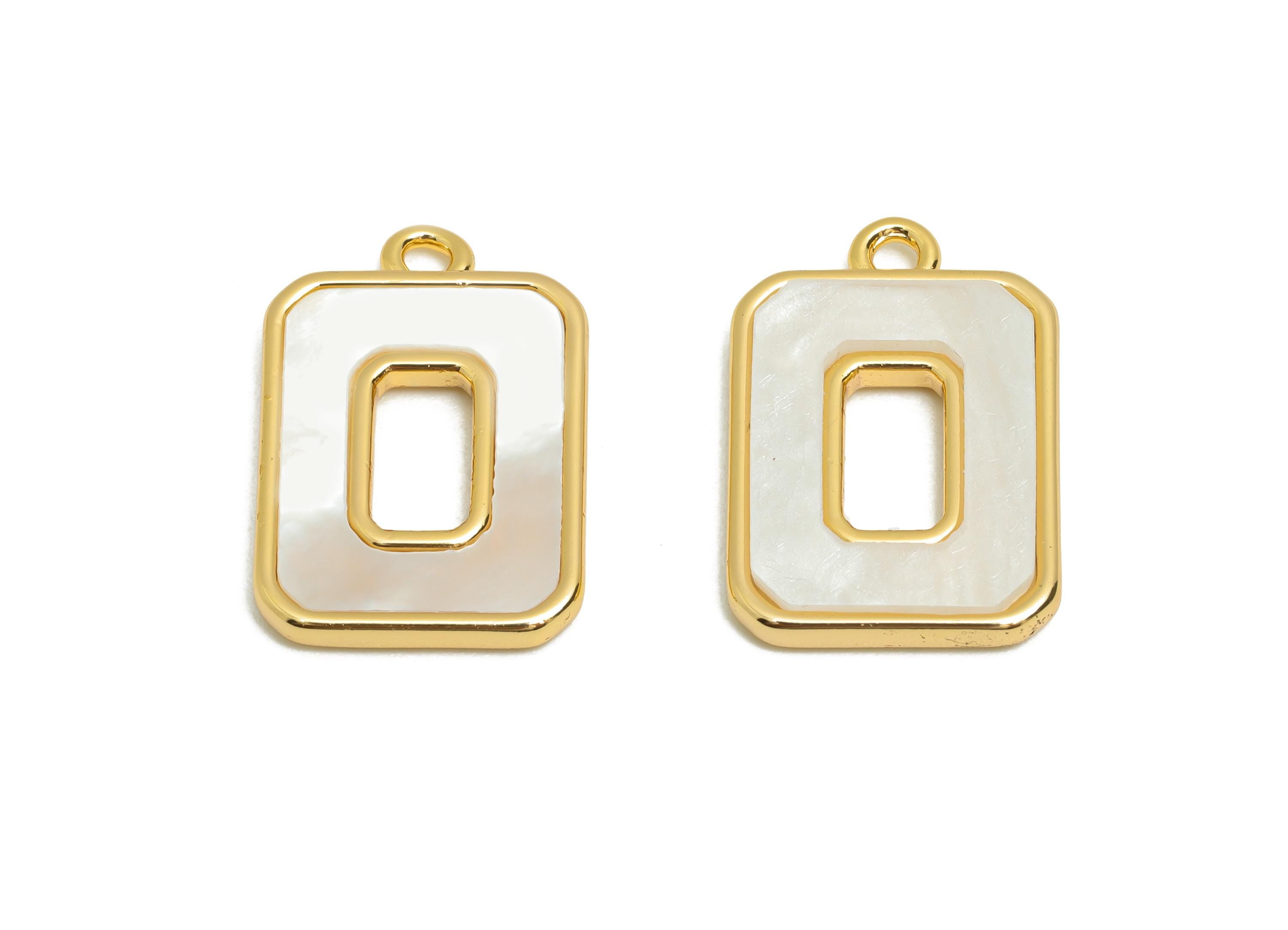 Brass Rectangle Shell Charm - Luxury Geometric Shell Pendant - Elegant Hollow Charm for Necklace - 18K Gold Plated - 19x13x3mm - RGP10839 - DOMEDBAZAAR