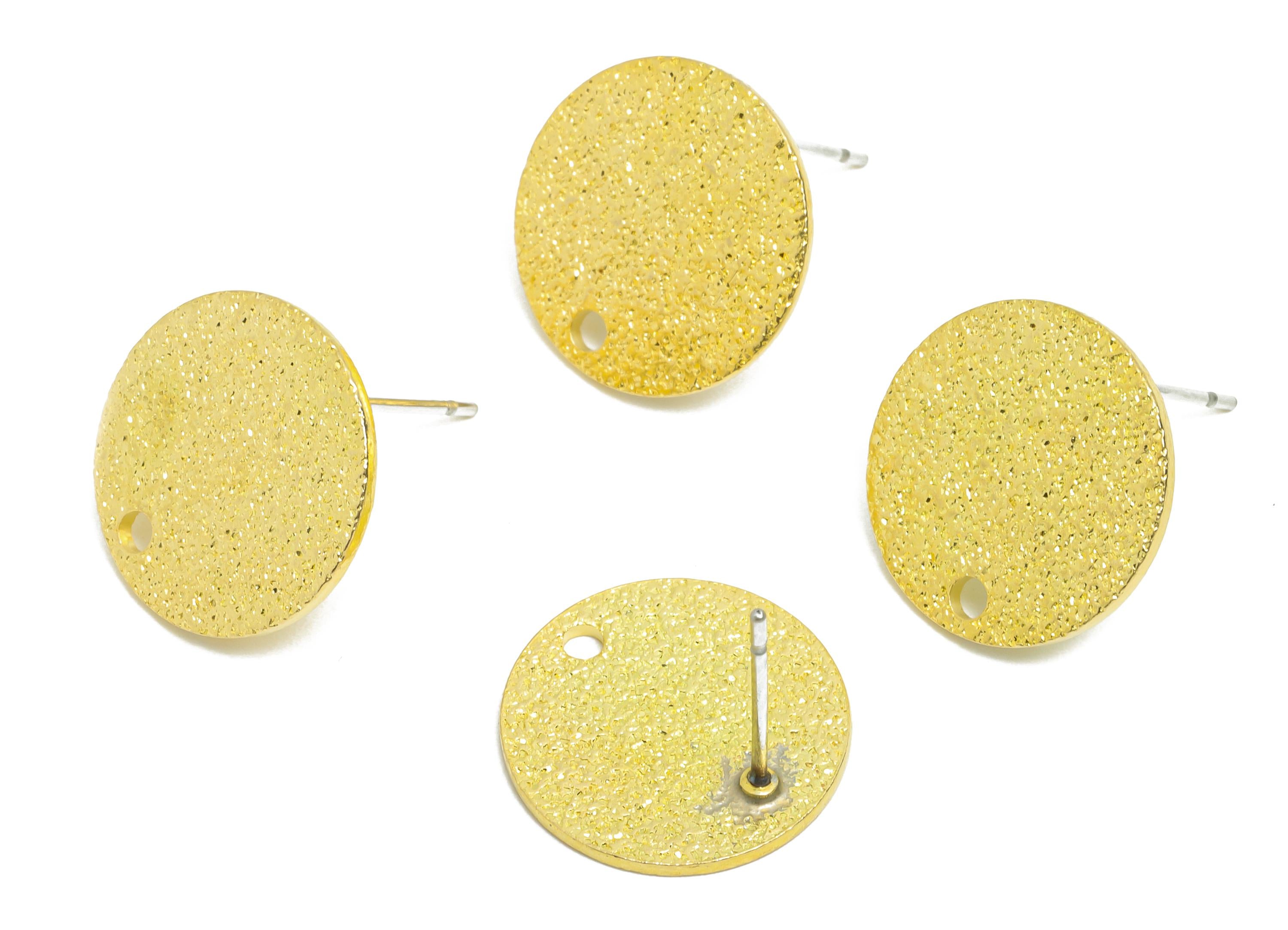 Gold Disc Earring Stud - Brass Shiny Circle Earrings - Brass Modern Geometric Earring Stud - Flat Disc for DIY Jewelry - 15x15x1mm - PP11259 - DOMEDBAZAAR