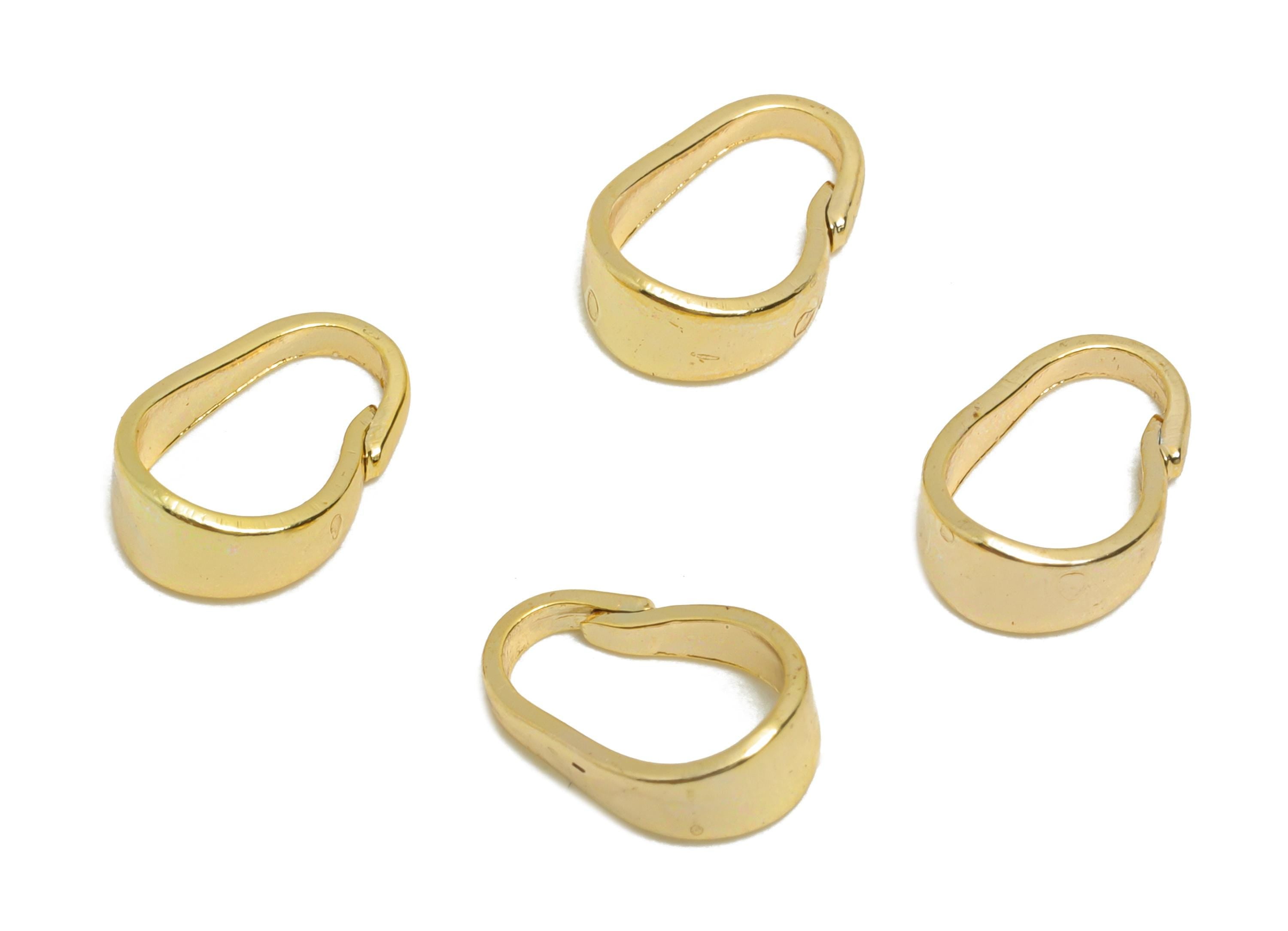 Brass Necklace Pendant Clasps - Gold Detachable Buckle Clasps for Pendant - For Necklace - 18K Real Gold Plated - 7x4.68x3.4mm - RGP10819 - DOMEDBAZAAR