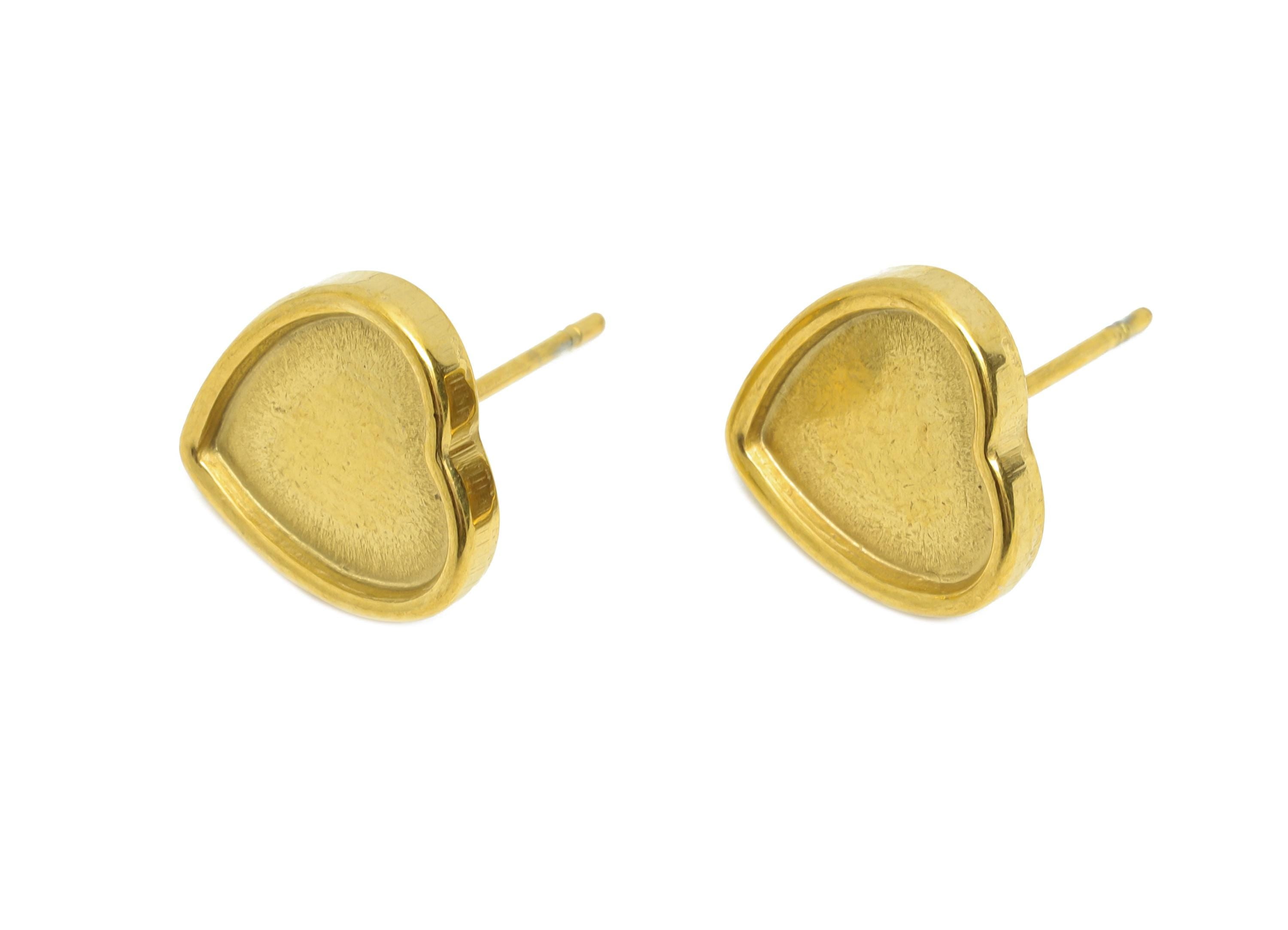 Heart Bezel Stud Earring - Steel Vintage Earring Post - Customizable Earring Setting - Earring for Personalized Creations -12x12x2mm-SS2155G - DOMEDBAZAAR