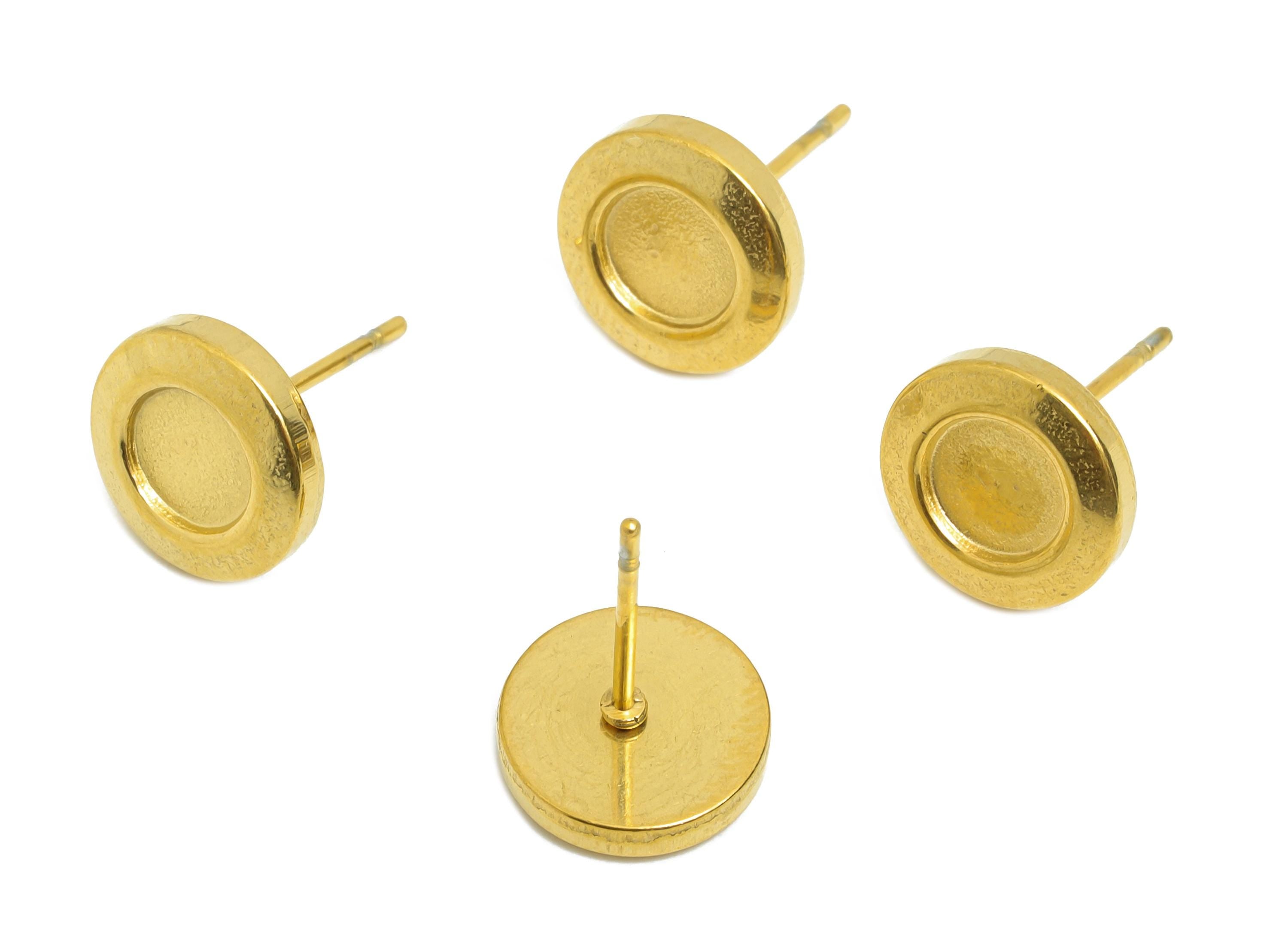 DIY Resin Earring Stud - Small Round Bezel Stud Earring - Cabochon Stud Earrings for Crafting - Handmade Tiny Stud Earring-10x10x2mm-SS2175G - DOMEDBAZAAR