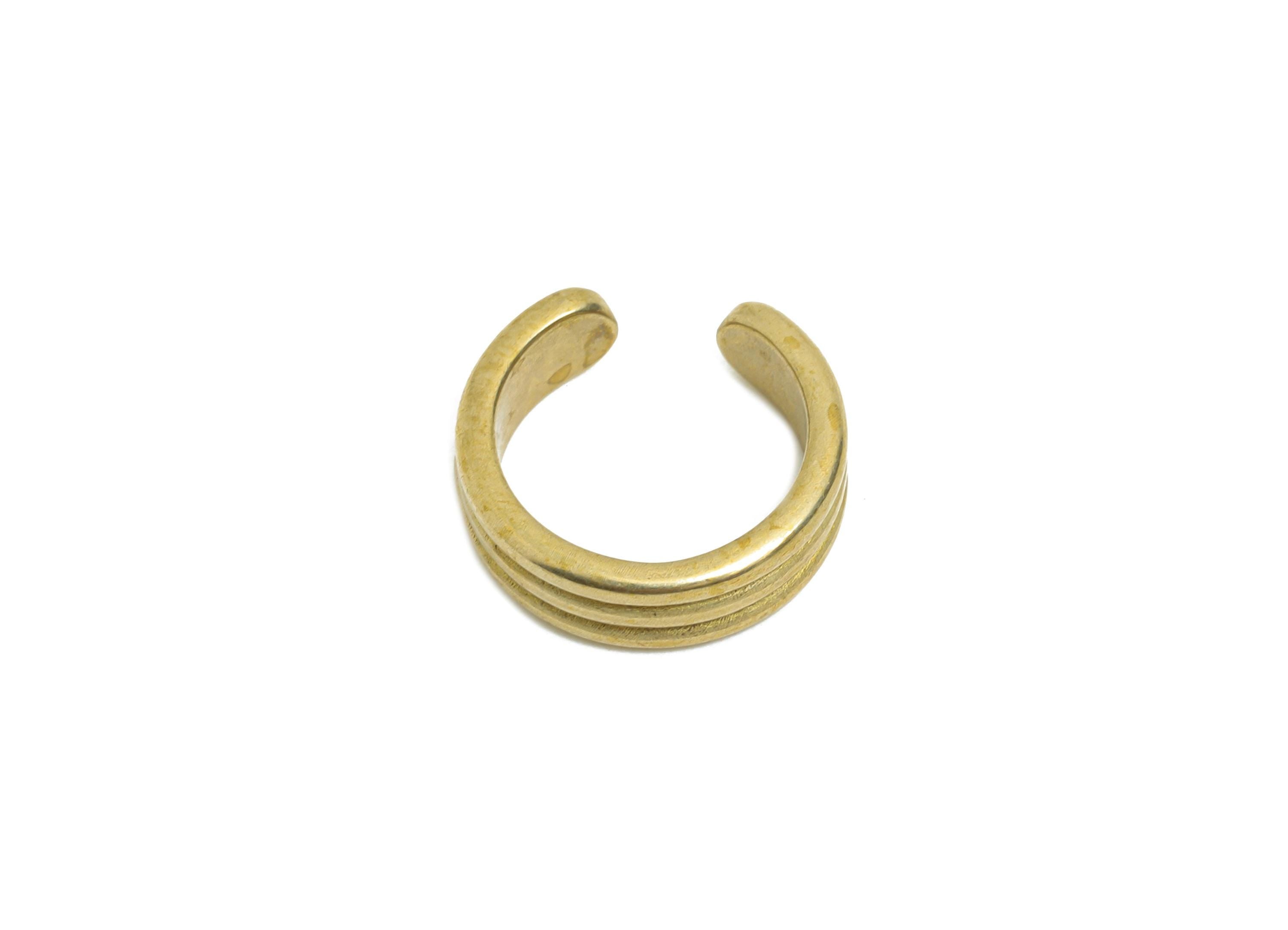 Raw Brass Textured Earring Cuff - Minimalist Layered Ear Cuff - Fashion Earring Findings - Jewelry Making Supplies - 11.8x11.6x1mm - PP11220 - DOMEDBAZAAR