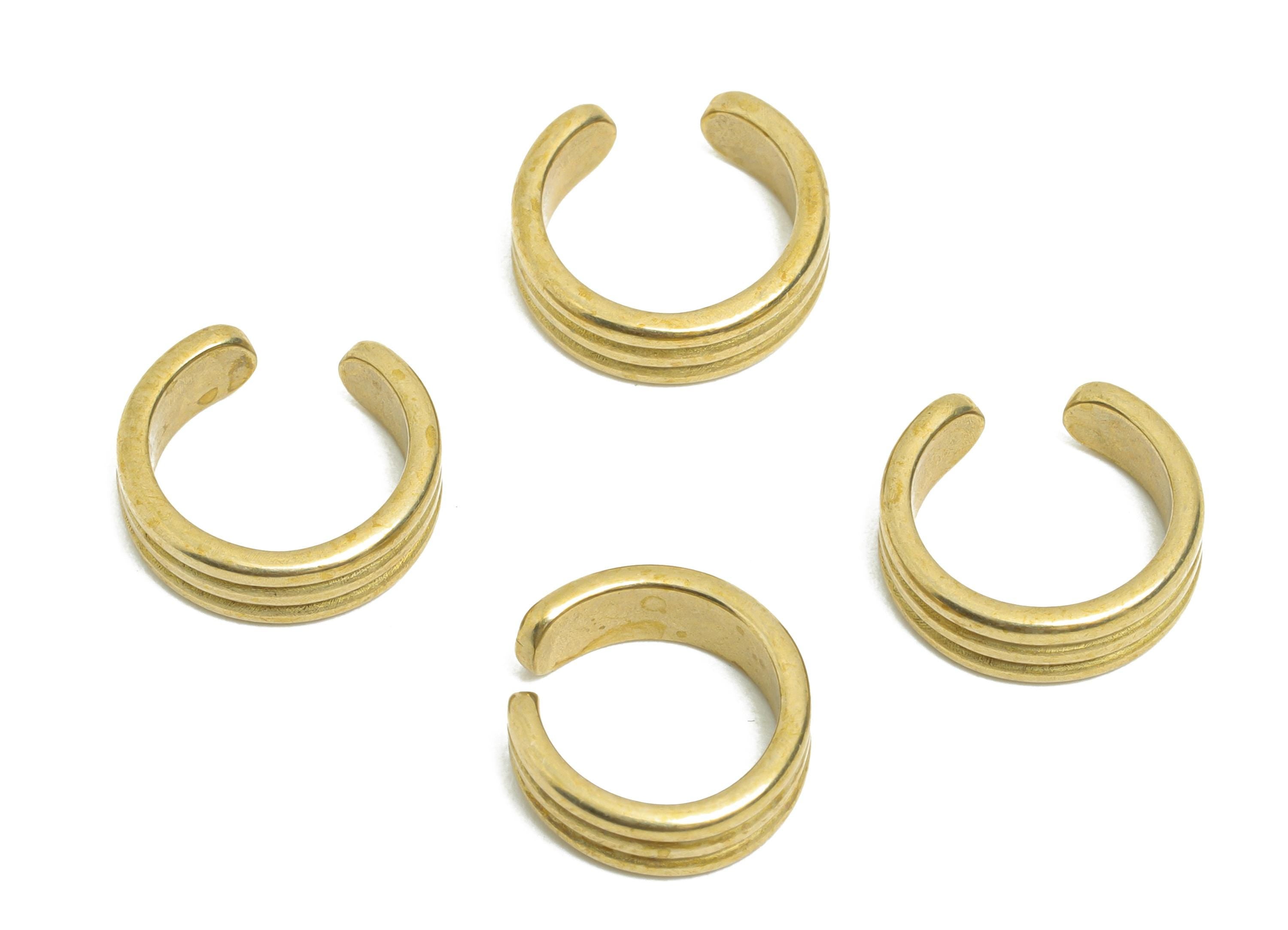Raw Brass Textured Earring Cuff - Minimalist Layered Ear Cuff - Fashion Earring Findings - Jewelry Making Supplies - 11.8x11.6x1mm - PP11220 - DOMEDBAZAAR