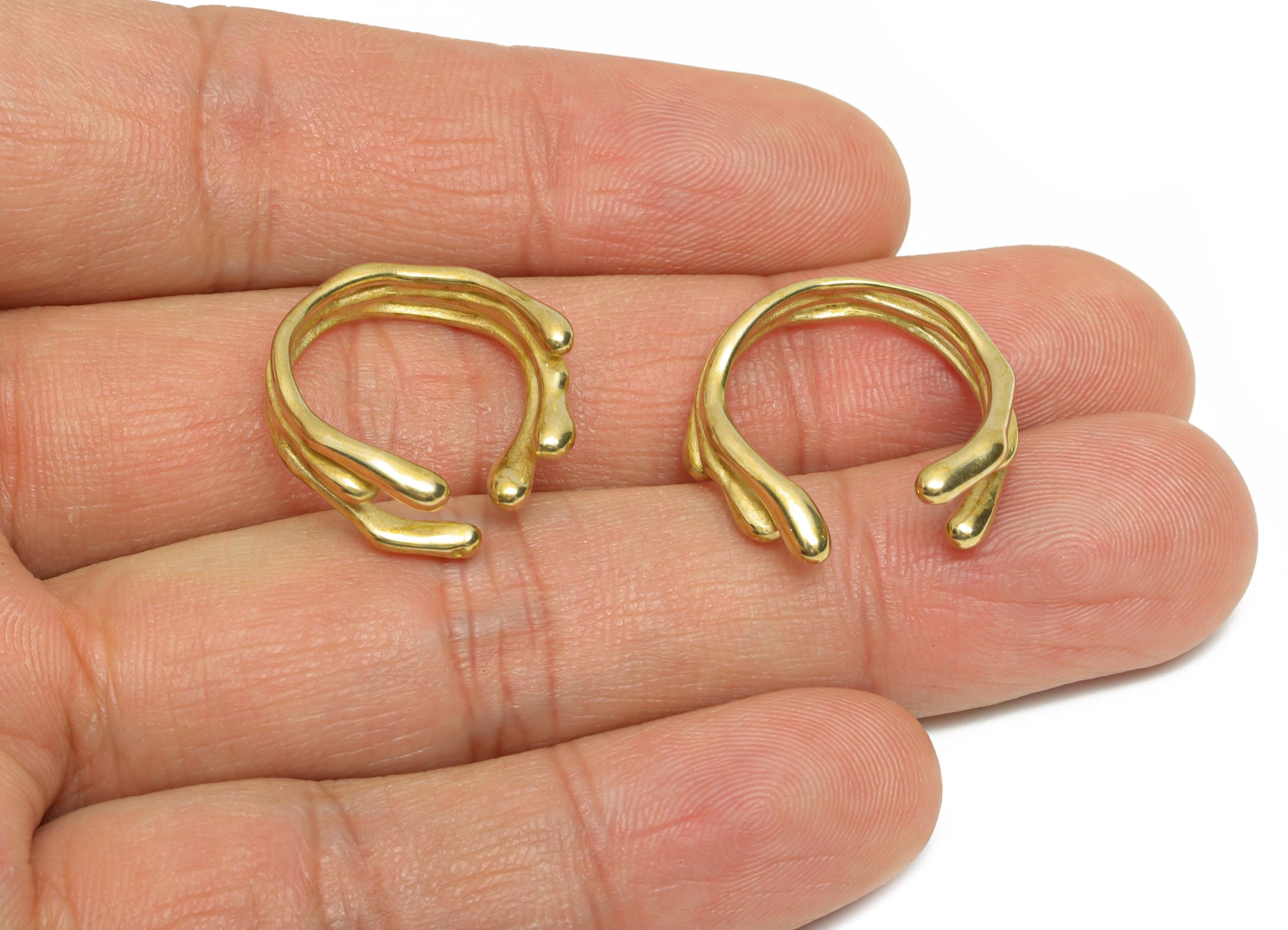 Brass Adjustable Ring - Brass Open Finger Wrap Ring - Brass Handmade Boho Statement Ring - Artistic Open Band Jewelry -20x19x1mm - PP11235 - DOMEDBAZAAR