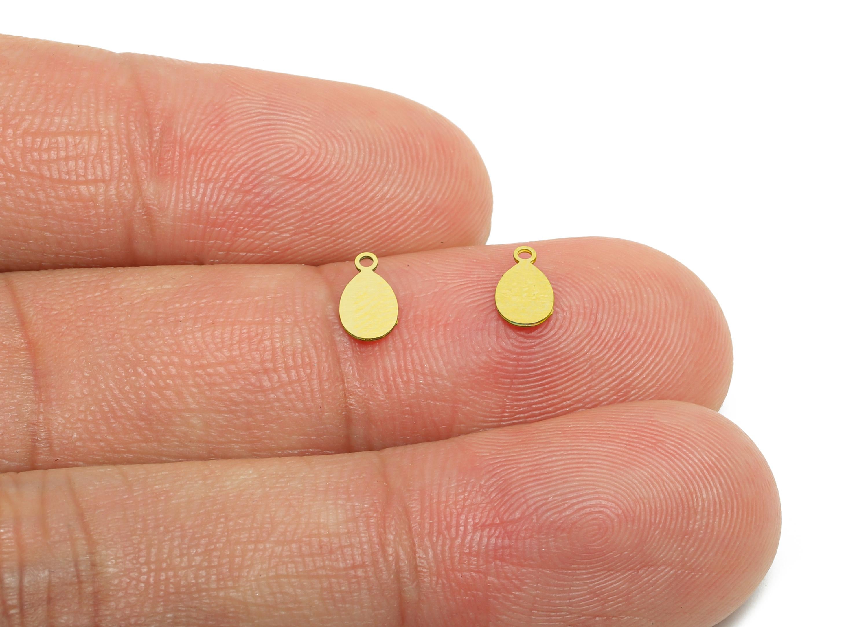 Brass Teardrop Earring Charm - Extension Chain Ends - Customizable Drop Charm For Personalization - Chain Extender Ends - 7x3x0.3mm -JJC5039 - DOMEDBAZAAR