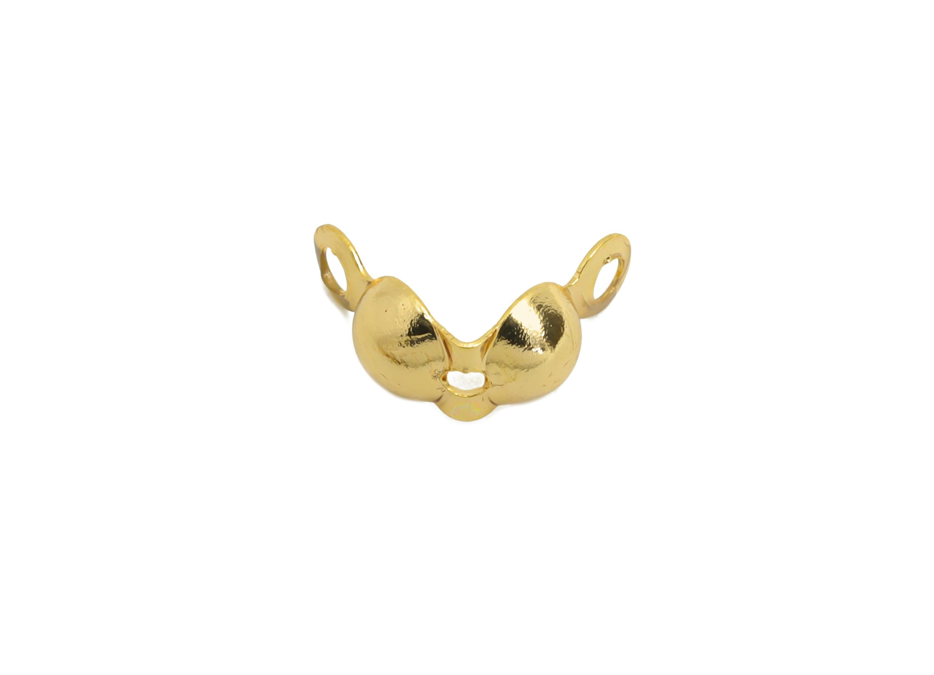 4mm Ball Chain Clasp - Gold Brass Crimp End Cap - Crimp Cover Bead - Cord Ends for Necklace Bracelet - 18K Gold Plated - 15x4x2mm - RGP10434 - DOMEDBAZAAR