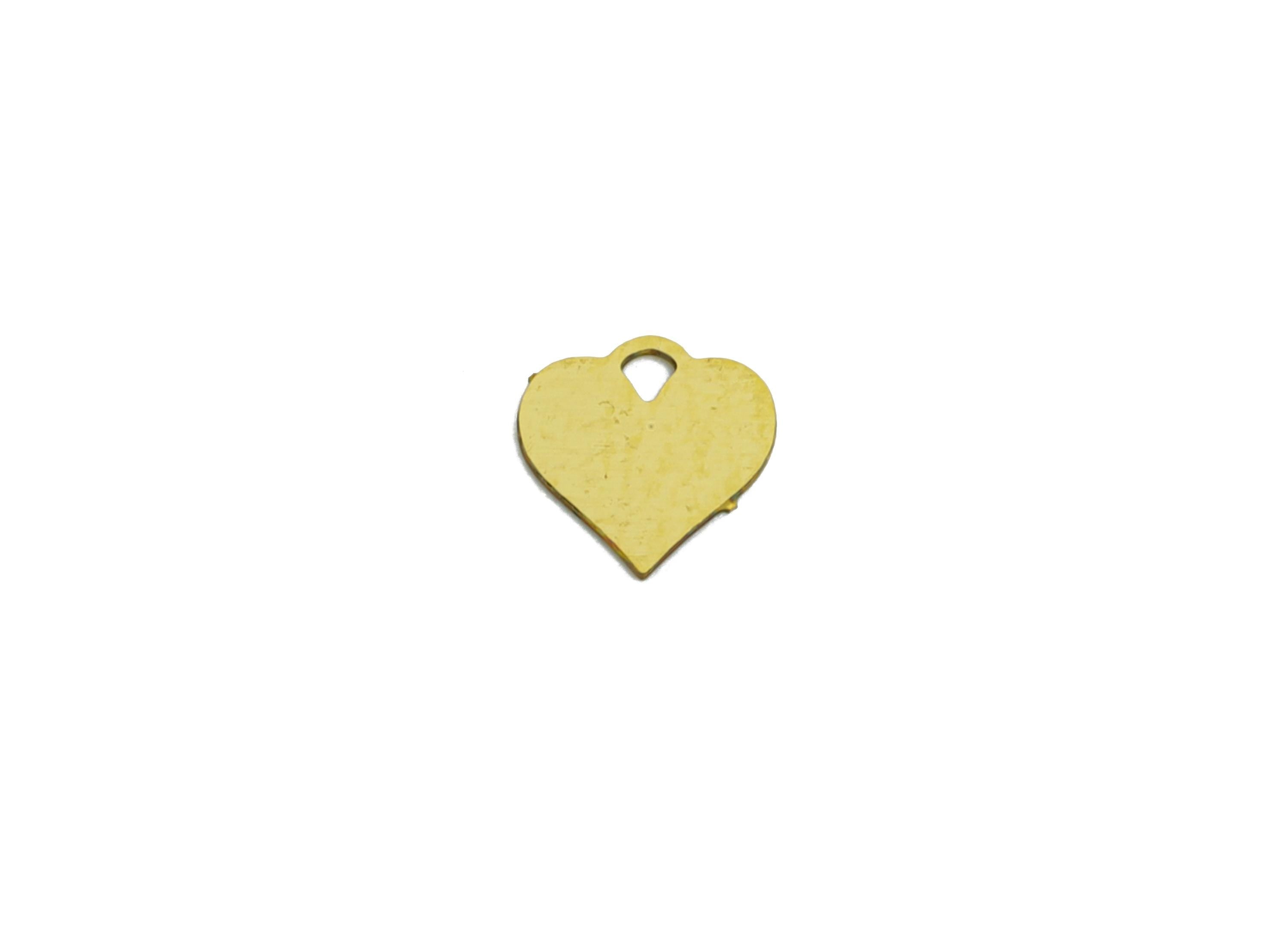 Brass Heart Earring Charm - Extension Chain Ends - Customizable Geometry Charm For Personalization - Chain Extender Ends - 5x4x0.3mm-JJC2615 - DOMEDBAZAAR