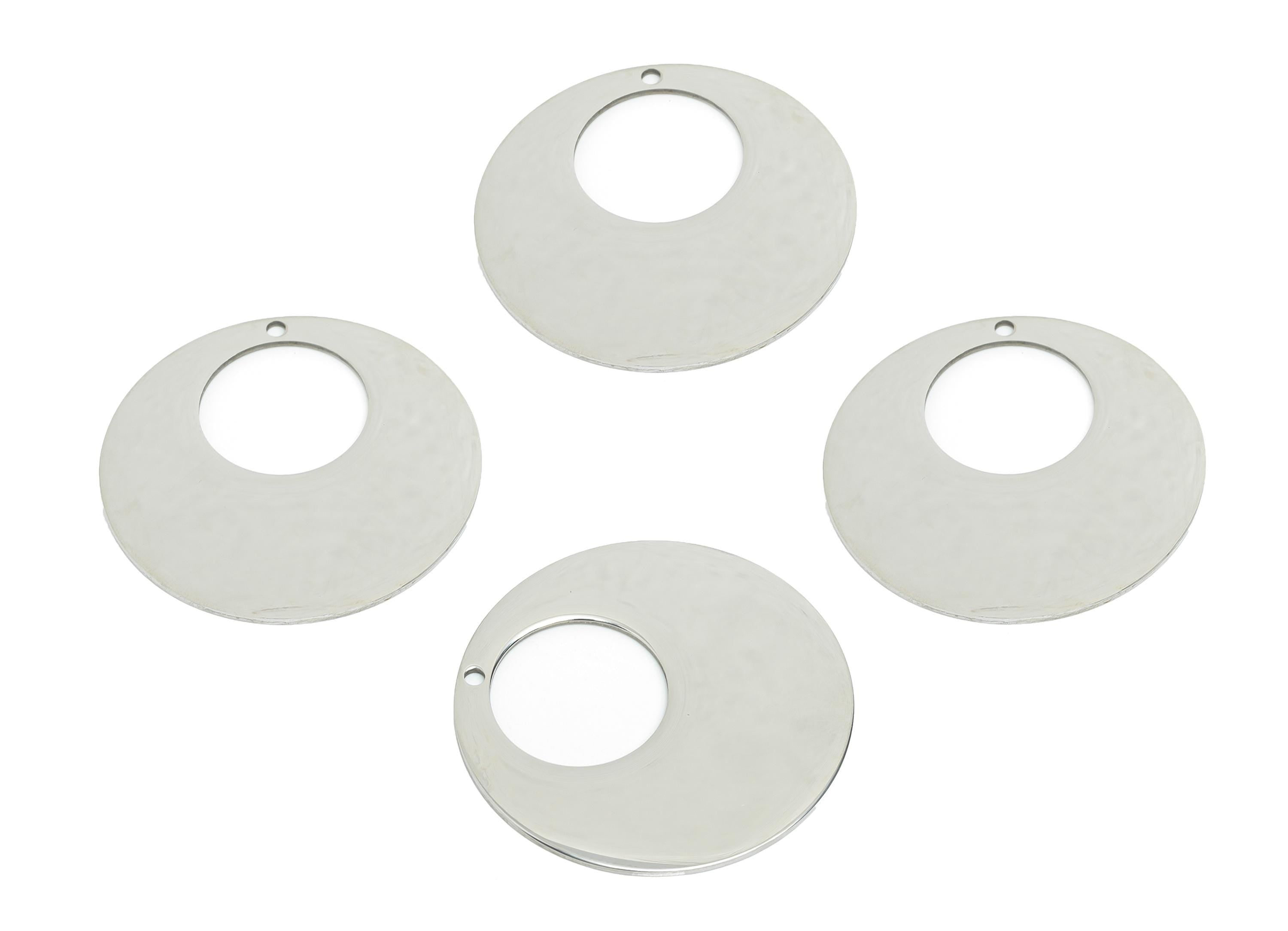 Steel Circle Disc Charm - Stainless Steel Donut Shape Pendant - Modern Geometric Charm - Cutout Pendant For DIY Craft - 31x31x0.98mm -SS2340 - DOMEDBAZAAR