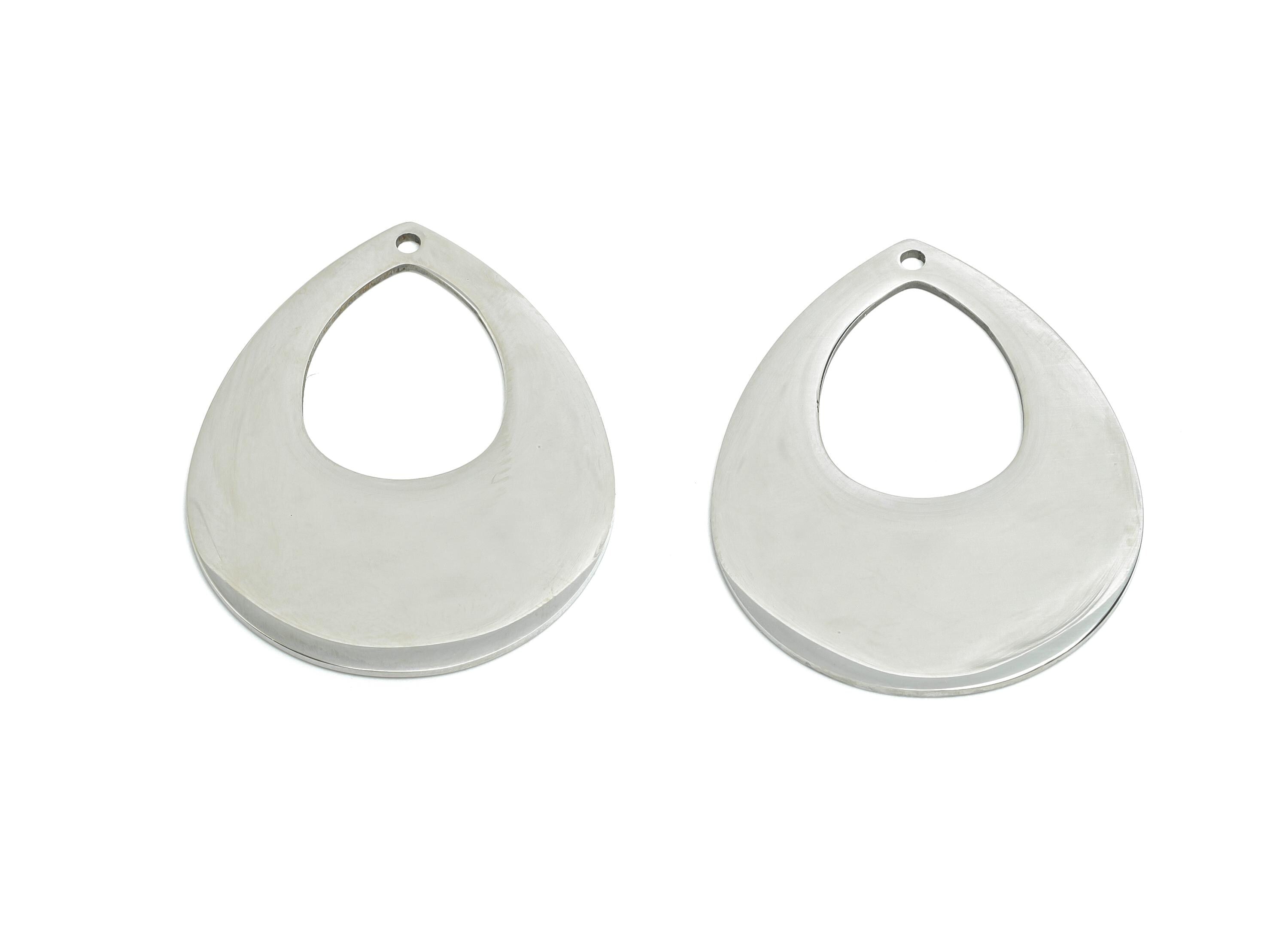 Steel Teardrop Charm - Stainless Steel Hollow Drop Pendant - Modern Geometric Charm - Cutout Pendant For DIY Craft - 36x28x0.98mm -SS2326 - DOMEDBAZAAR