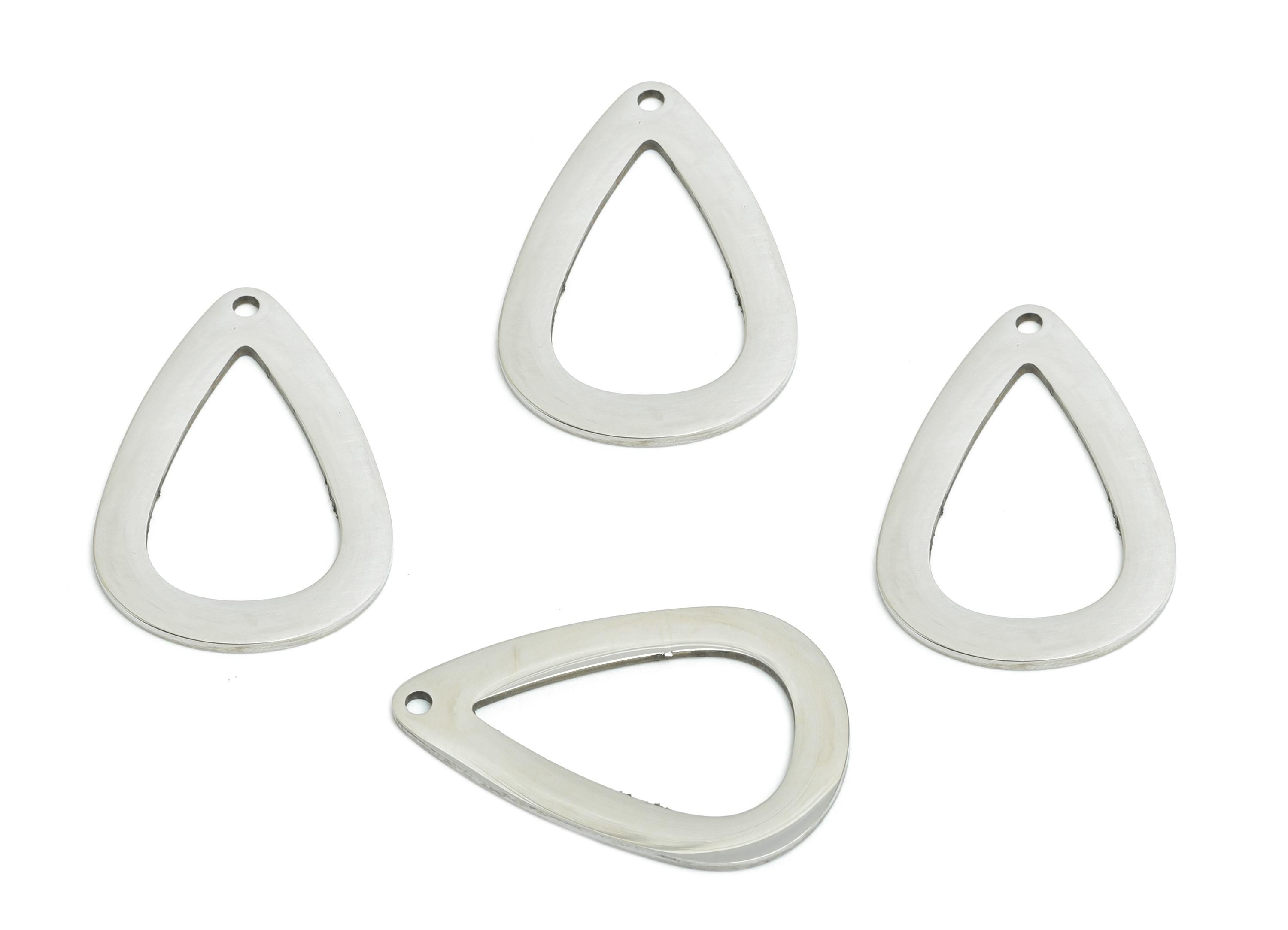 Steel Teardrop Charm - Stainless Steel Drop Pendant - Lightweight Modern Geometric Charm - Cutout Pendant For DIY Craft - 25x16x0.9mm-SS2292 - DOMEDBAZAAR