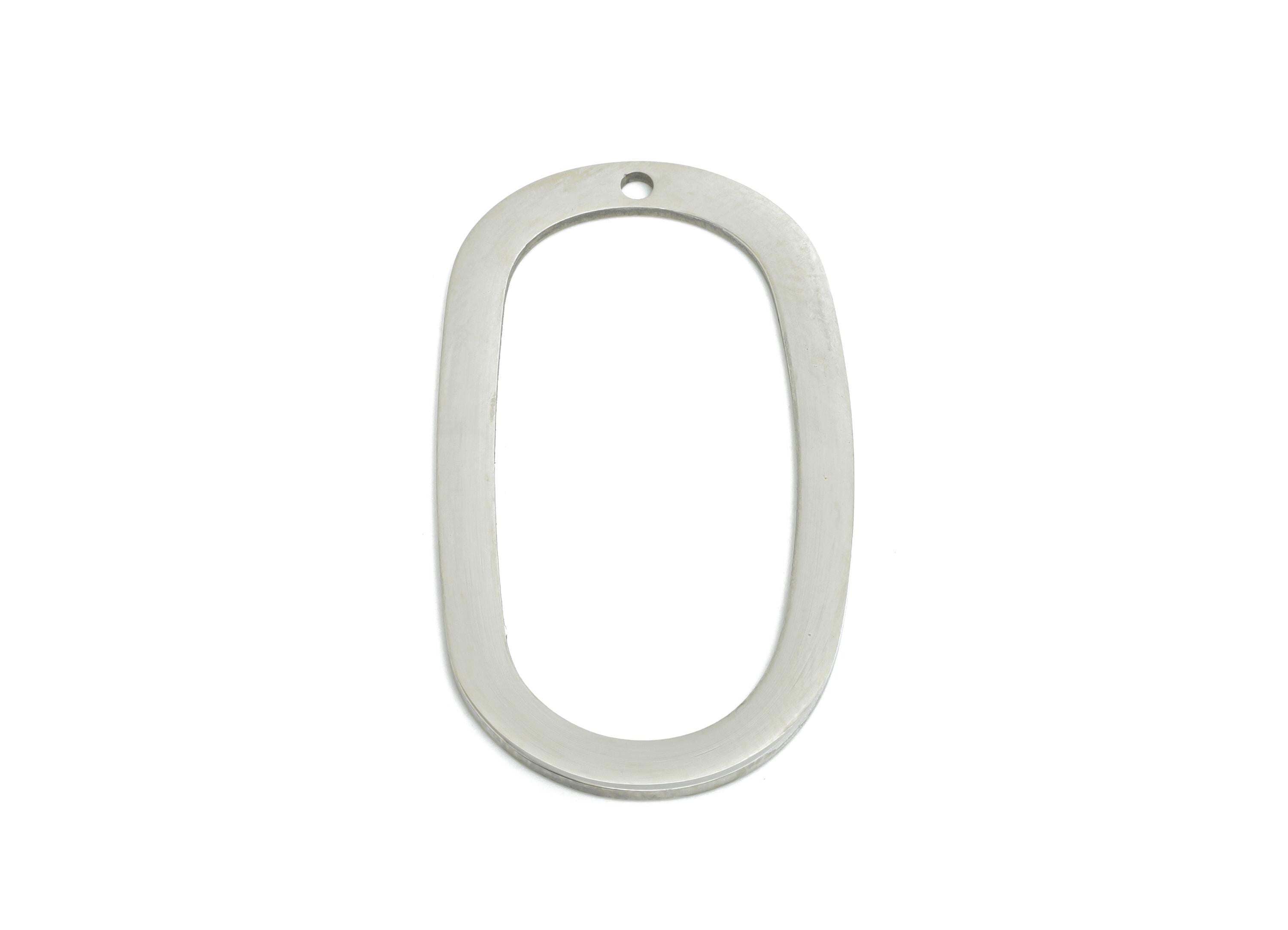 Steel Oval Pendant - Modern Geometric Openwork Oval Pendant - Steel Sleek Open Oval Connector For DIY Jewelry - 35x19x0.9mm - SS2303 - DOMEDBAZAAR