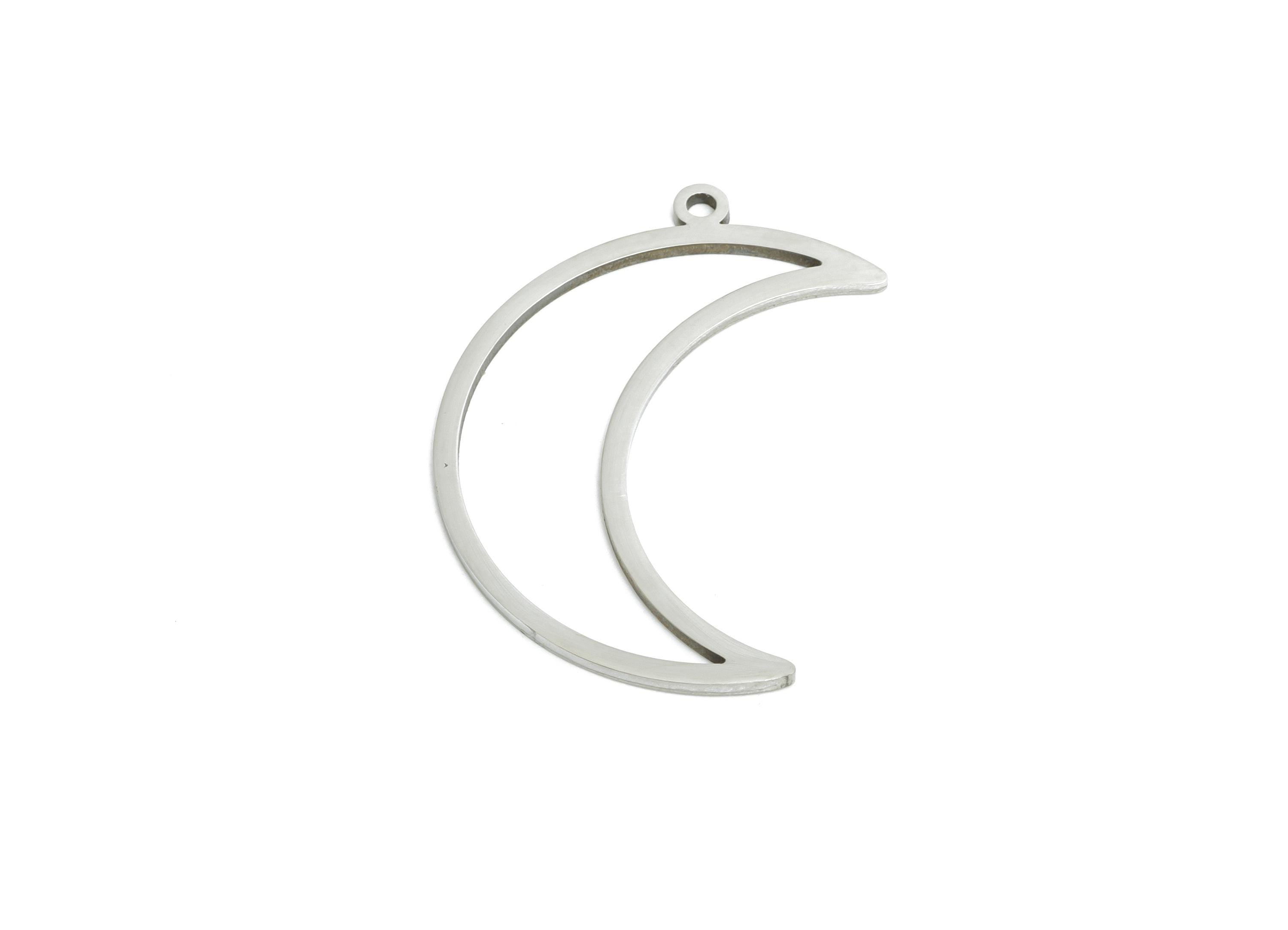 Steel Crescent Earring Charm - Minimalist Crescent Wire Earring Charm - Celestial Moon Charm - Cutout For DIY Craft - 23x17x0.98mm - SS2294 - DOMEDBAZAAR