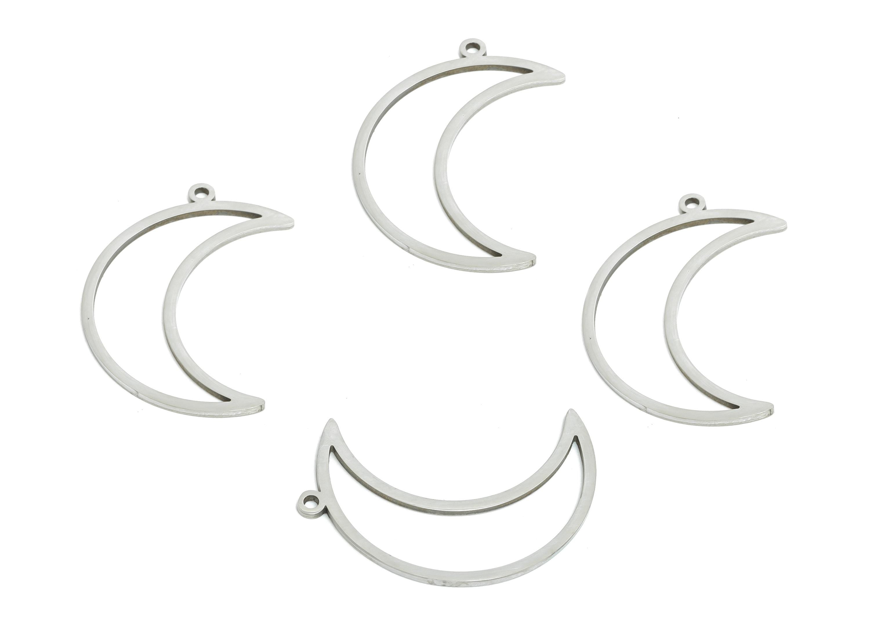 Steel Crescent Earring Charm - Minimalist Crescent Wire Earring Charm - Celestial Moon Charm - Cutout For DIY Craft - 23x17x0.98mm - SS2294 - DOMEDBAZAAR