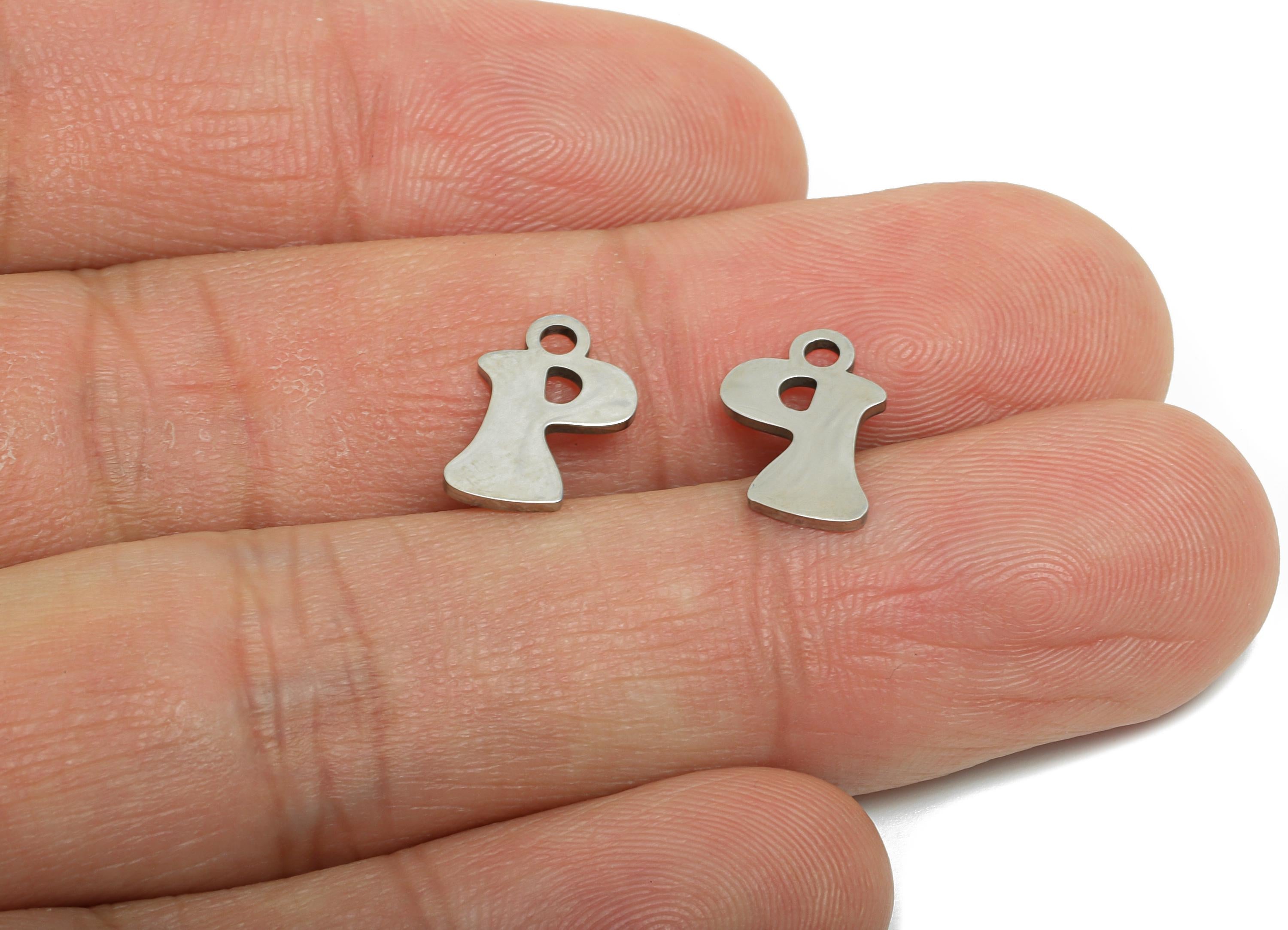 Steel Letter P Pendant - Steel Alphabet P Charm For Necklaces - Personalized Initial P Pendant - P Alphabet Charm - 12x8.18x0.98mm - SS2398 - DOMEDBAZAAR