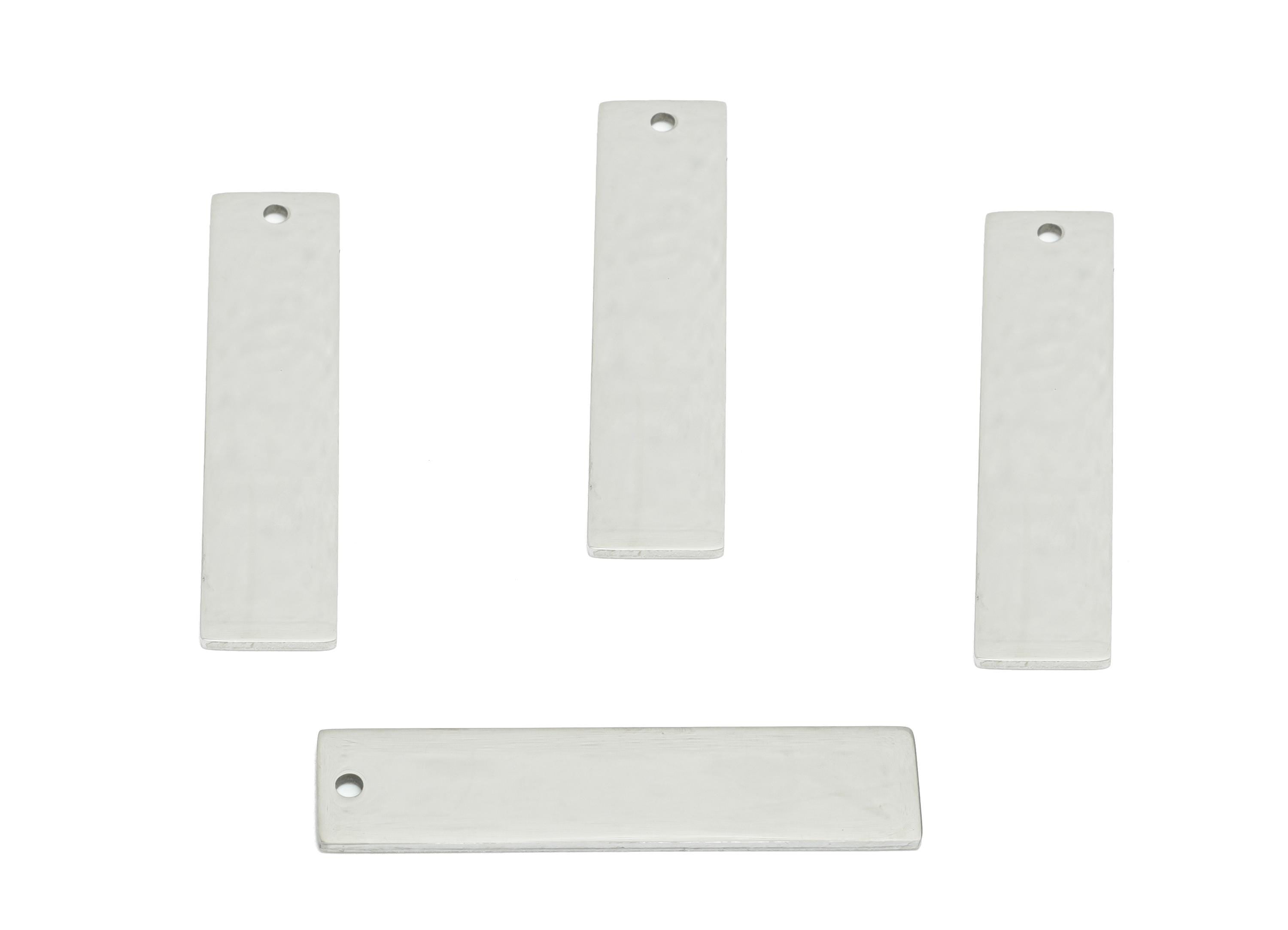 Steel Rectangle Pendant - Customizable Silver Nameplate Pendant For DIY Crafts - DIY Jewelry Supplies Flat Silver Tag - 33x7x0.98mm - SS2336 - DOMEDBAZAAR