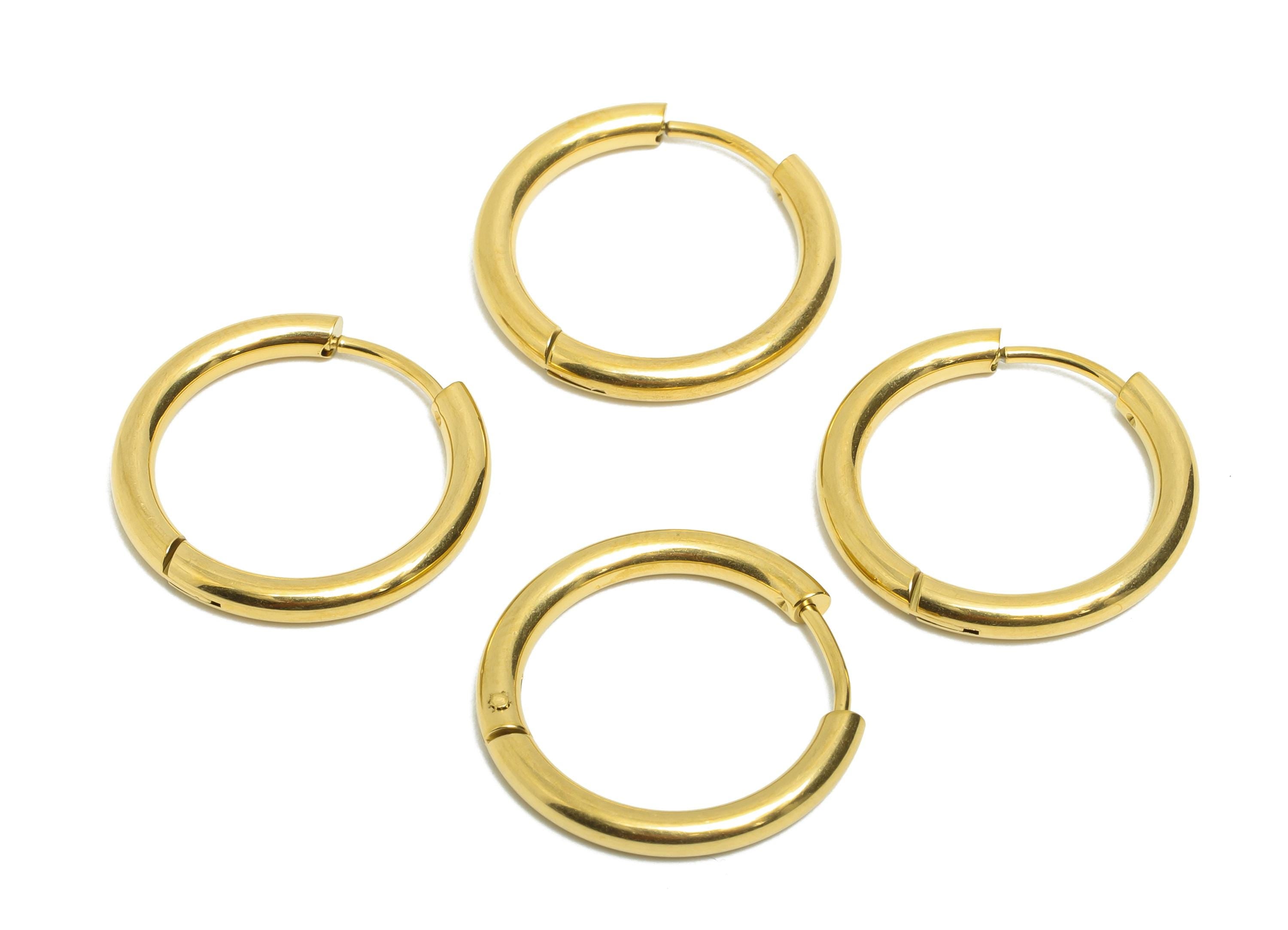 21x2.5mm Steel Hoop Earrings - Elegant Gold Hoop Earring - Minimalist Circle Huggie Earring - 304 Stainless Steel - 21x21x2.5mm - SS1718-16G - DOMEDBAZAAR
