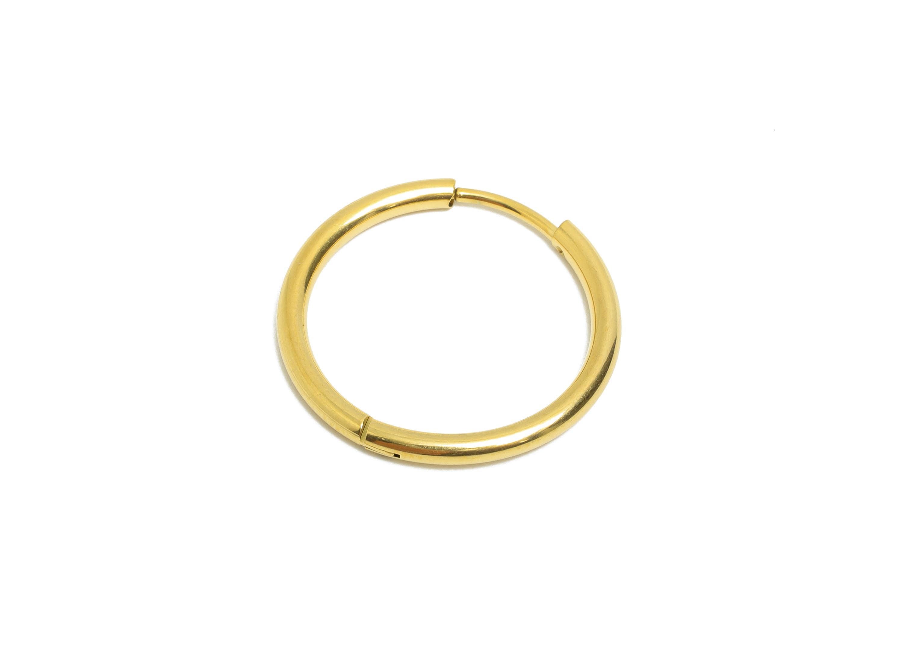22x2mm Steel Hoop Earrings - Elegant Gold Hoop Earring - Minimalist Circle Huggie Earring - 304 Stainless Steel - 22.1x22.1x2mm - SS1717-18G - DOMEDBAZAAR