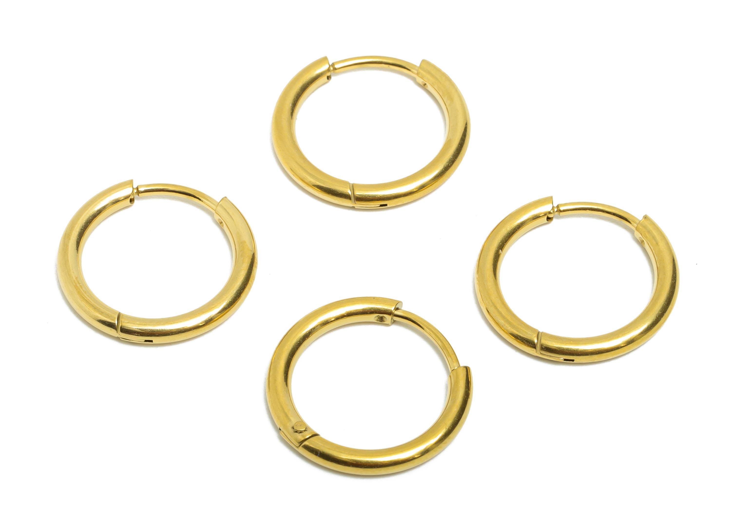 16x2mm Steel Hoop Earrings - Elegant Gold Hoop Earring - Minimalist Circle Huggie Earring - 304 Stainless Steel - 16x16mm - SS1717-12G - DOMEDBAZAAR
