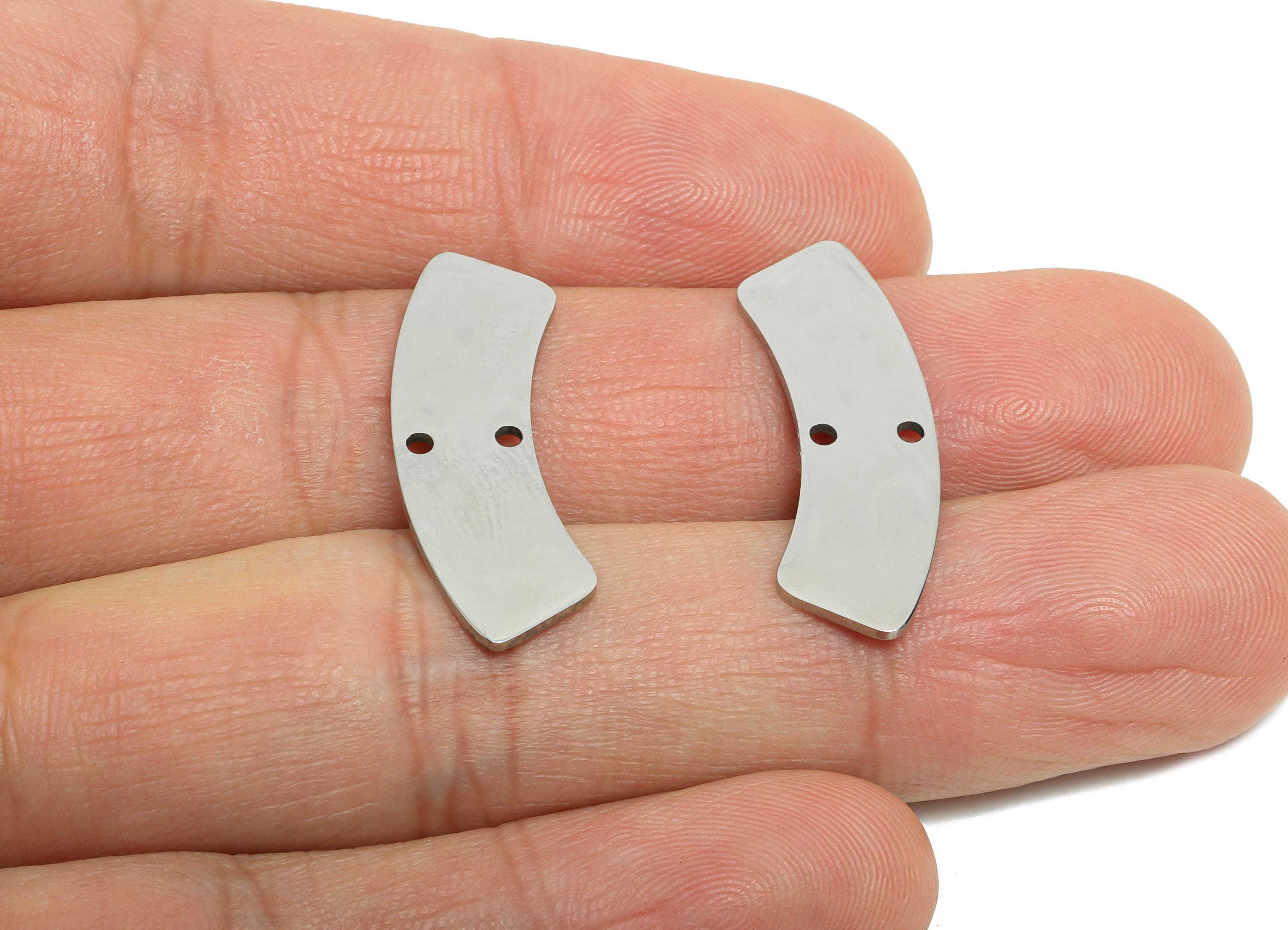 Steel Curved Bar Pendant - Customizable Bent Geometry Charm for Necklace - Minimalist Metal Arc Connector for DIY - 28x10x0.98mm - SS2339 - DOMEDBAZAAR