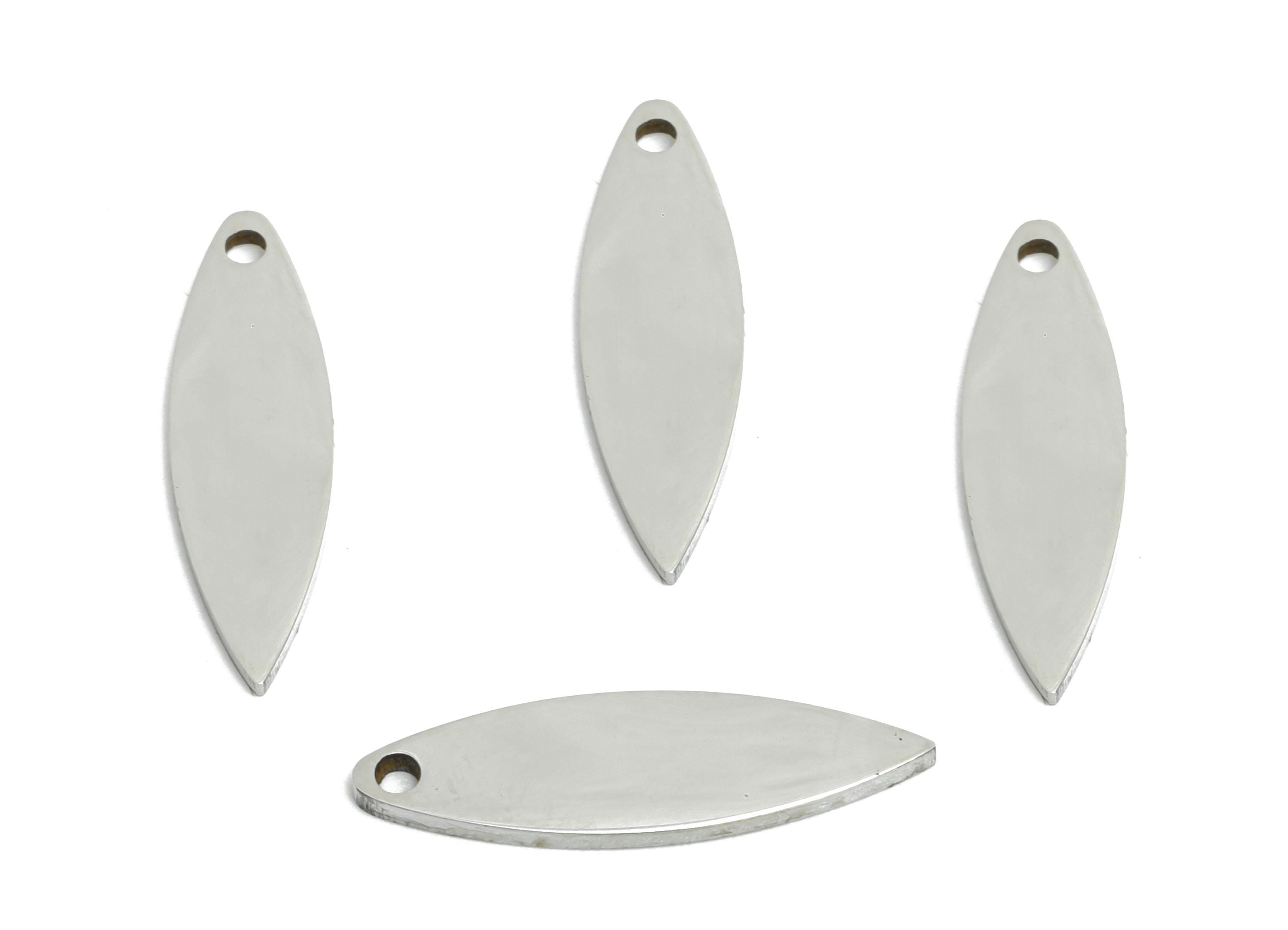 Steel Marquise Pendant - Customizable Geometry Charm for Necklace - Sleek Mini Marquise Pendant for Crafting - 15x5.15x0.98mm - SS2529 - DOMEDBAZAAR