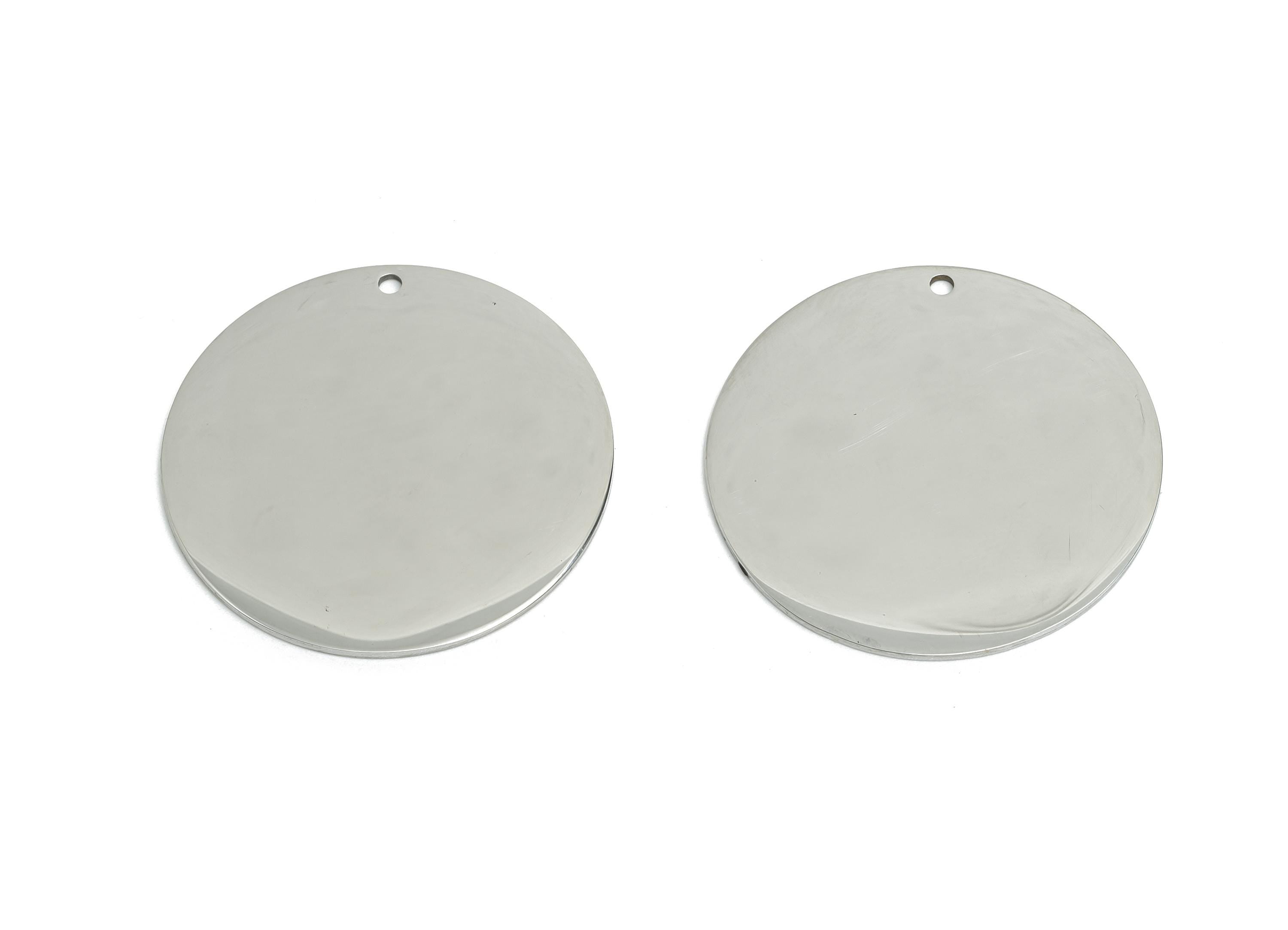 Stainless Steel Round Pendant - High-Quality Customizable Geometry Charm for Necklace - Minimalist Metal Round Charm - 29x29x0.98mm - SS2270 - DOMEDBAZAAR