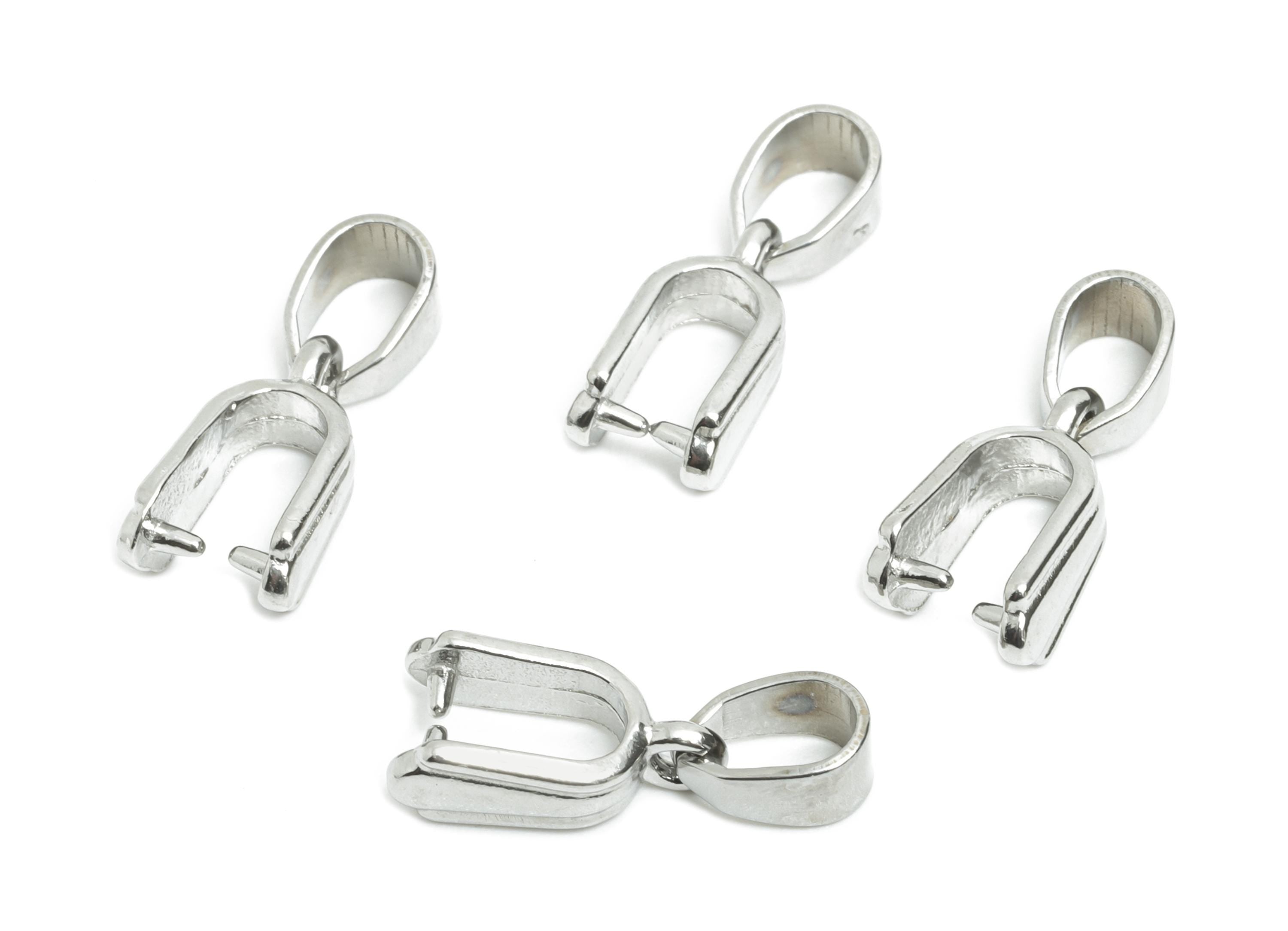 Steel Necklace Connection Buckle - Universal Necklace Buckle - Silver Steel Buckle Clasp - Melon Seed for Necklace - 14.9x5.7x3.8mm - SS2259 - DOMEDBAZAAR