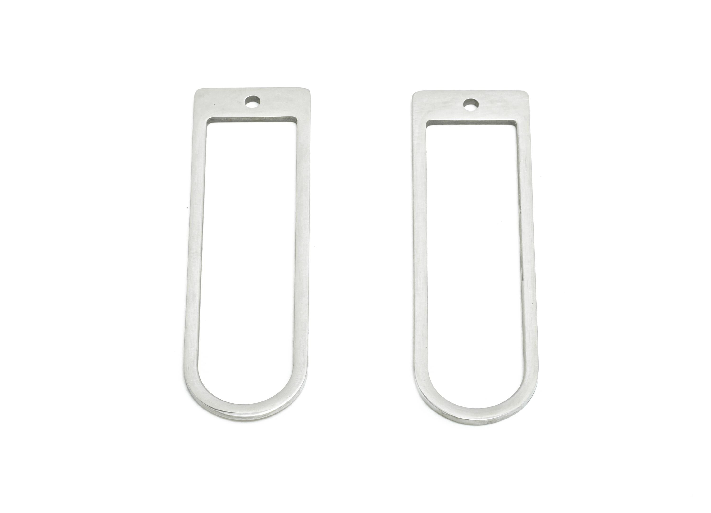 Steel Rectangle Pendant - Modern Openwork Connector For DIY Crafts - Cutout Pendant For DIY Craft - Geometric Pendant - 39x11x0.9mm - SS2320 - DOMEDBAZAAR