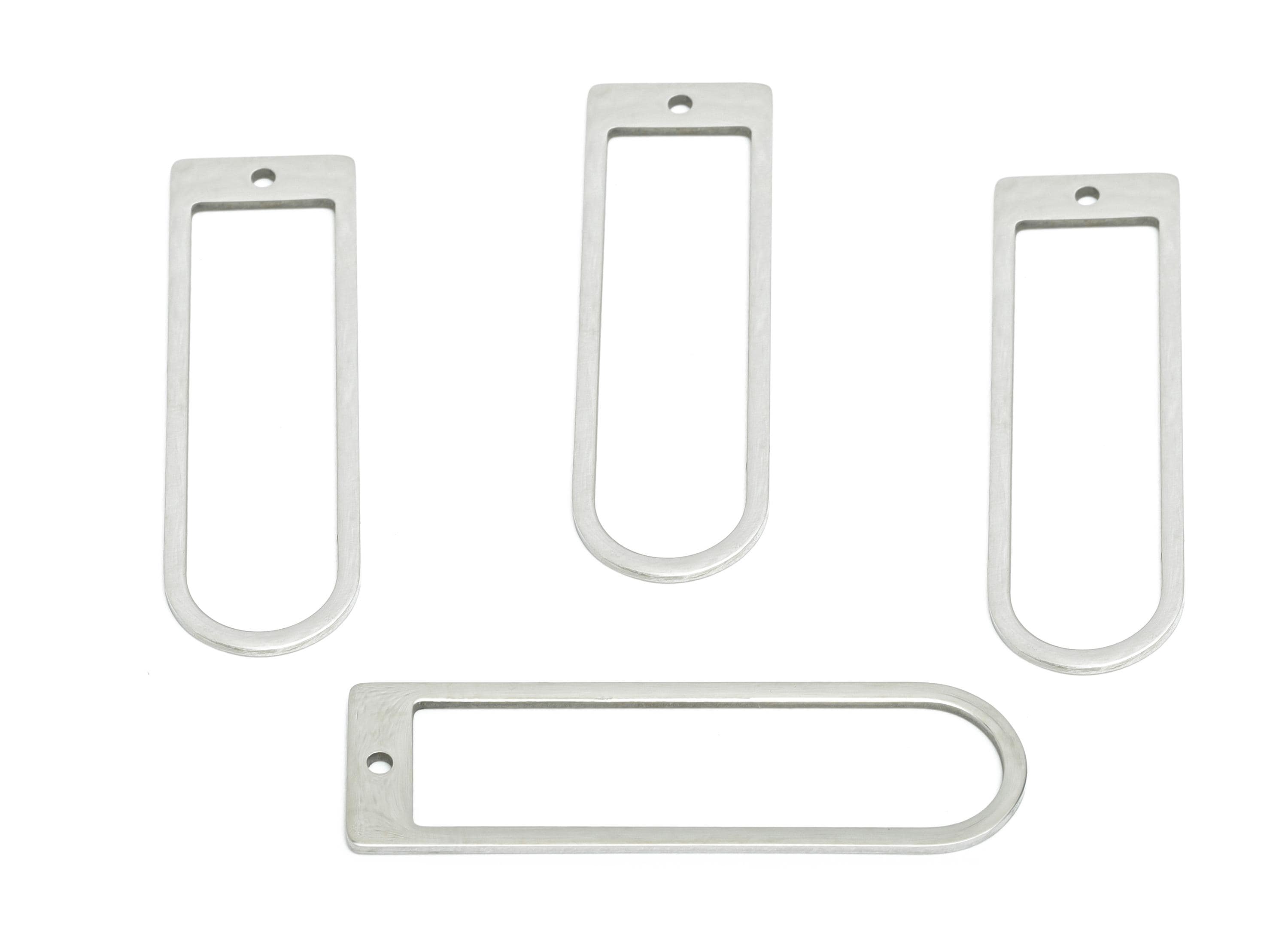 Steel Rectangle Pendant - Modern Openwork Connector For DIY Crafts - Cutout Pendant For DIY Craft - Geometric Pendant - 39x11x0.9mm - SS2320 - DOMEDBAZAAR